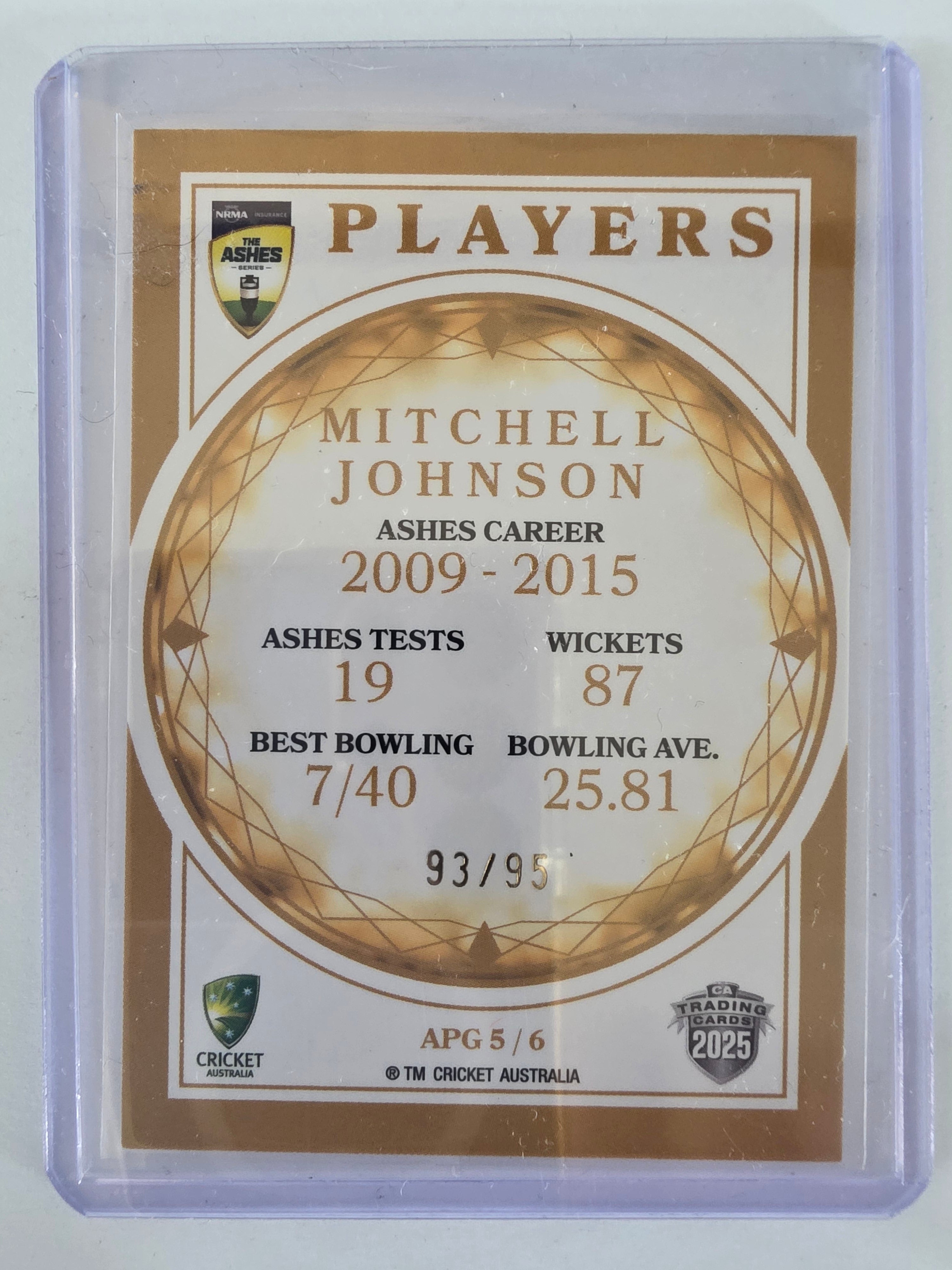 25/26 Cricket Traders | Case Card Ashes Players | #APG05 | #93/95 | Mitchell Johnson