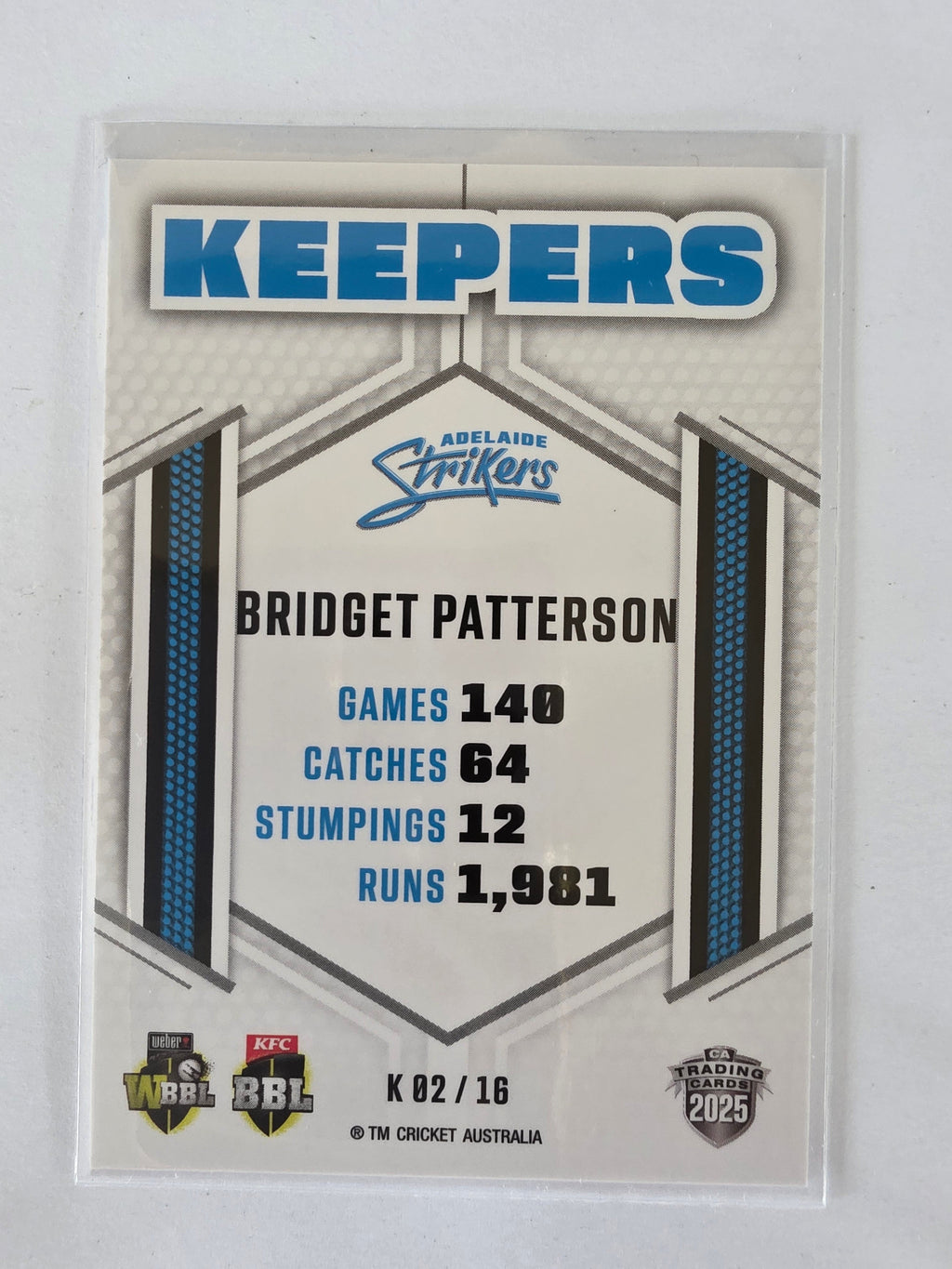 2025/26 Cricket Traders | Keepers | #K02 | Bridget Patterson | Strikers