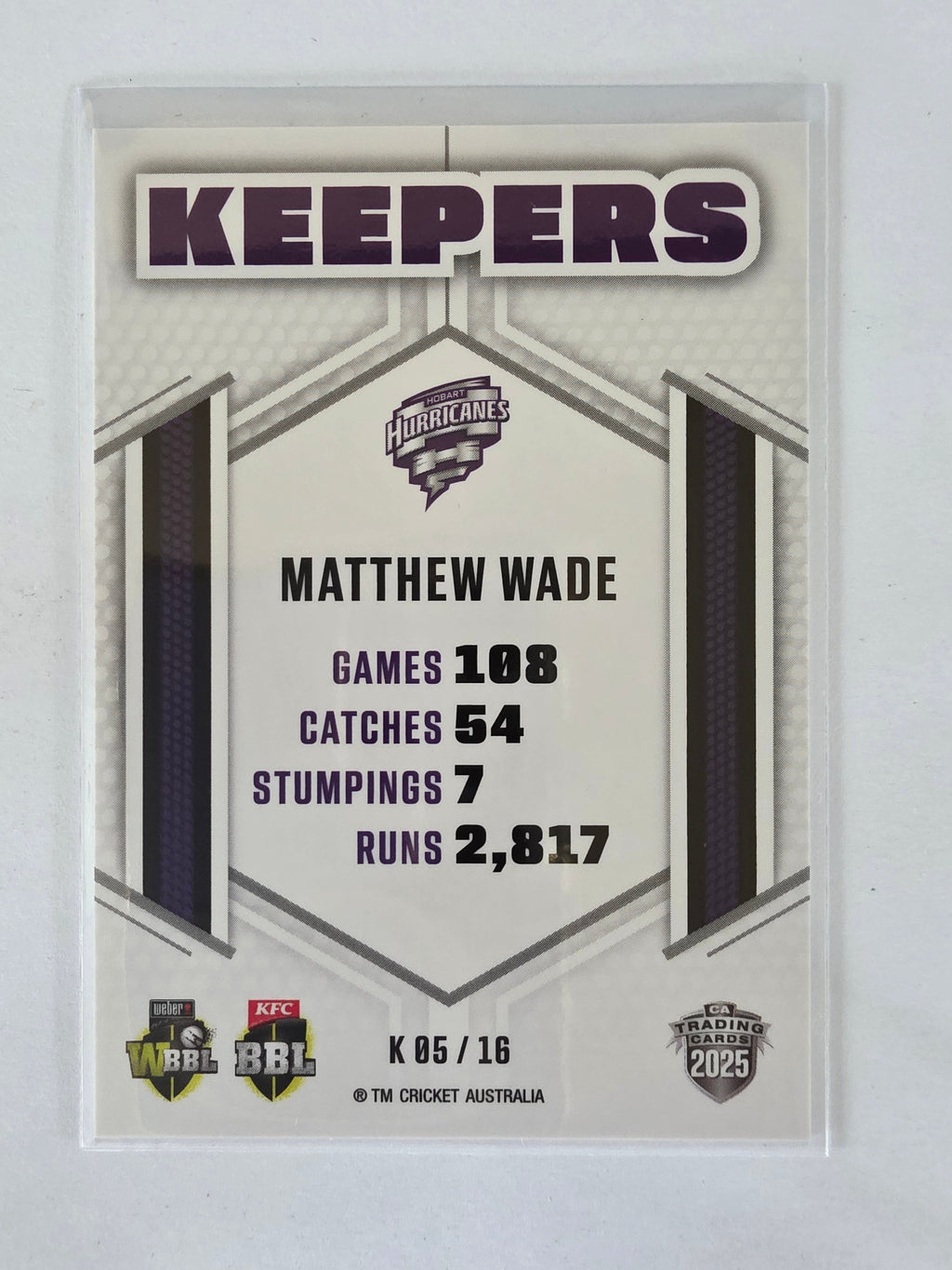 2025/26 Cricket Traders | Keepers | #K05 | Matthew Wade | Hurricanes