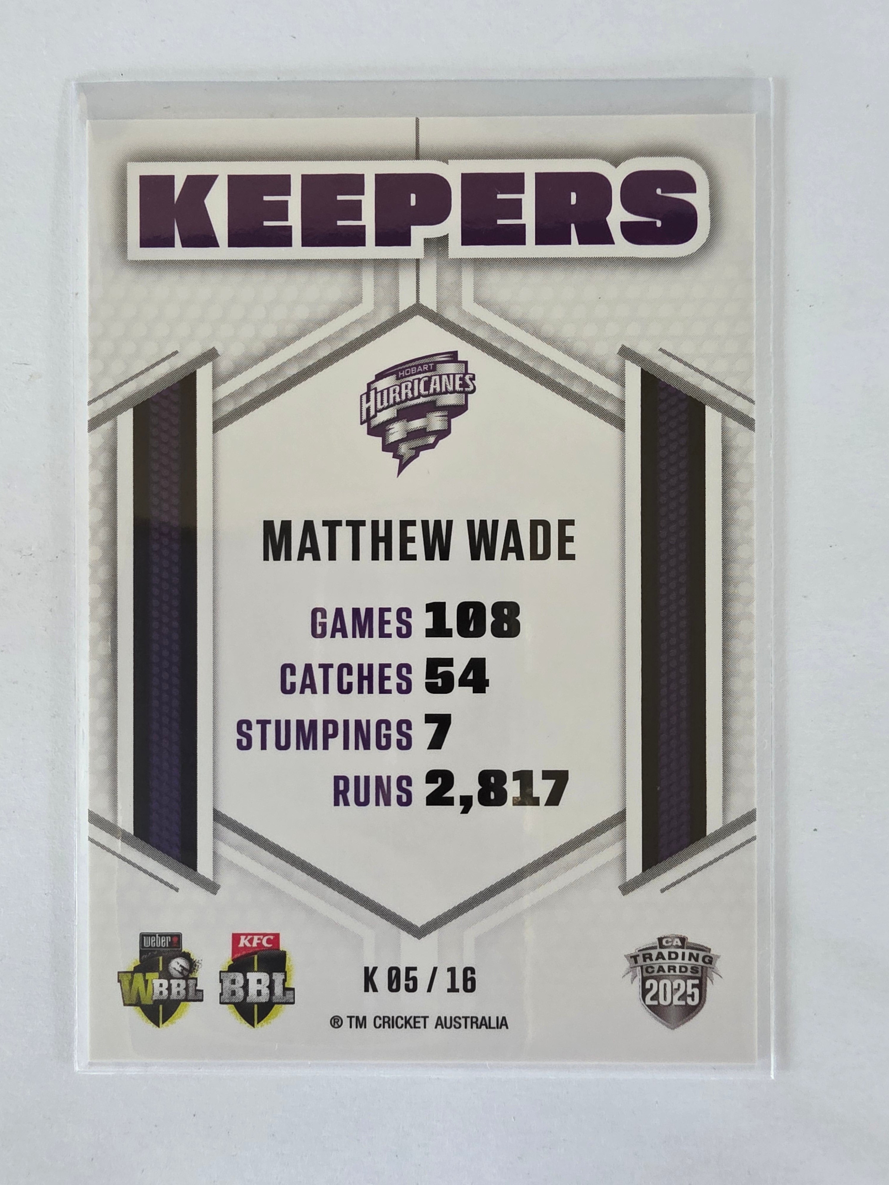 2025/26 Cricket Traders | Keepers | #K05 | Matthew Wade | Hurricanes