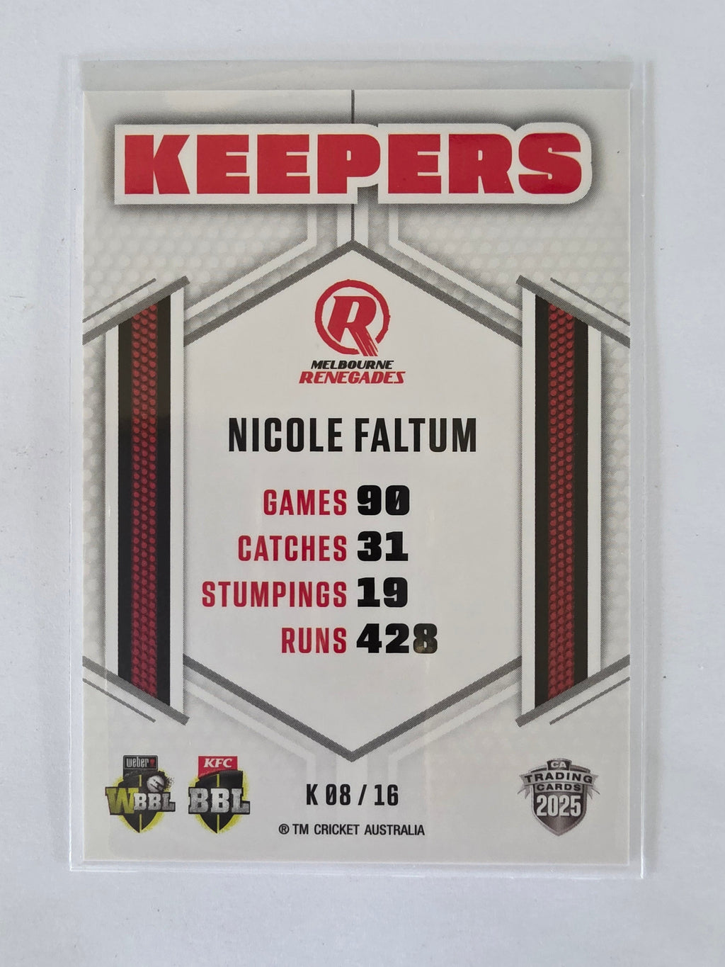 2025/26 Cricket Traders | Keepers | #K08 | Nicole Faltum | Renegades
