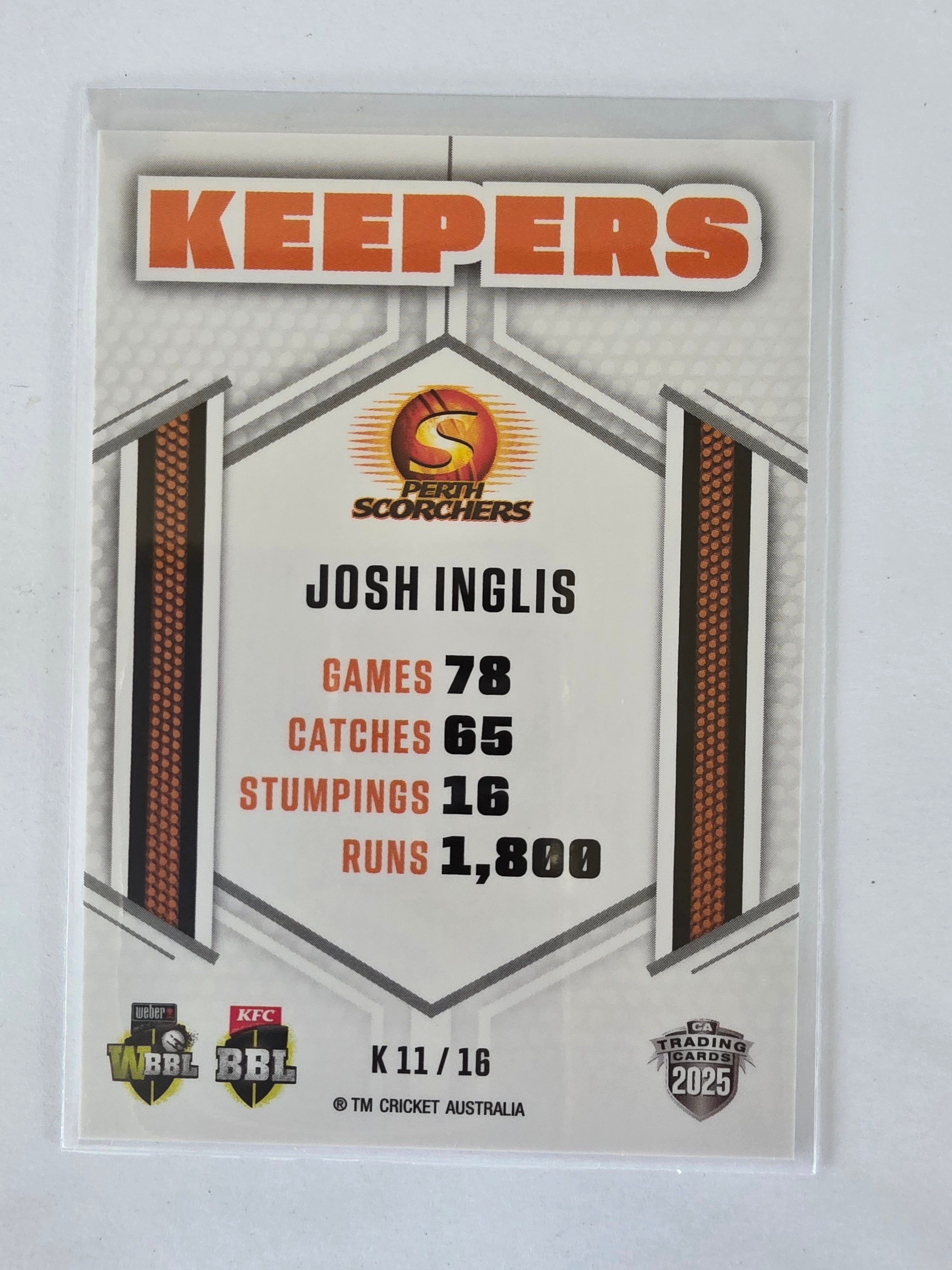 2025/26 Cricket Traders | Keepers | #K11 | Josh Inglis | Scorchers