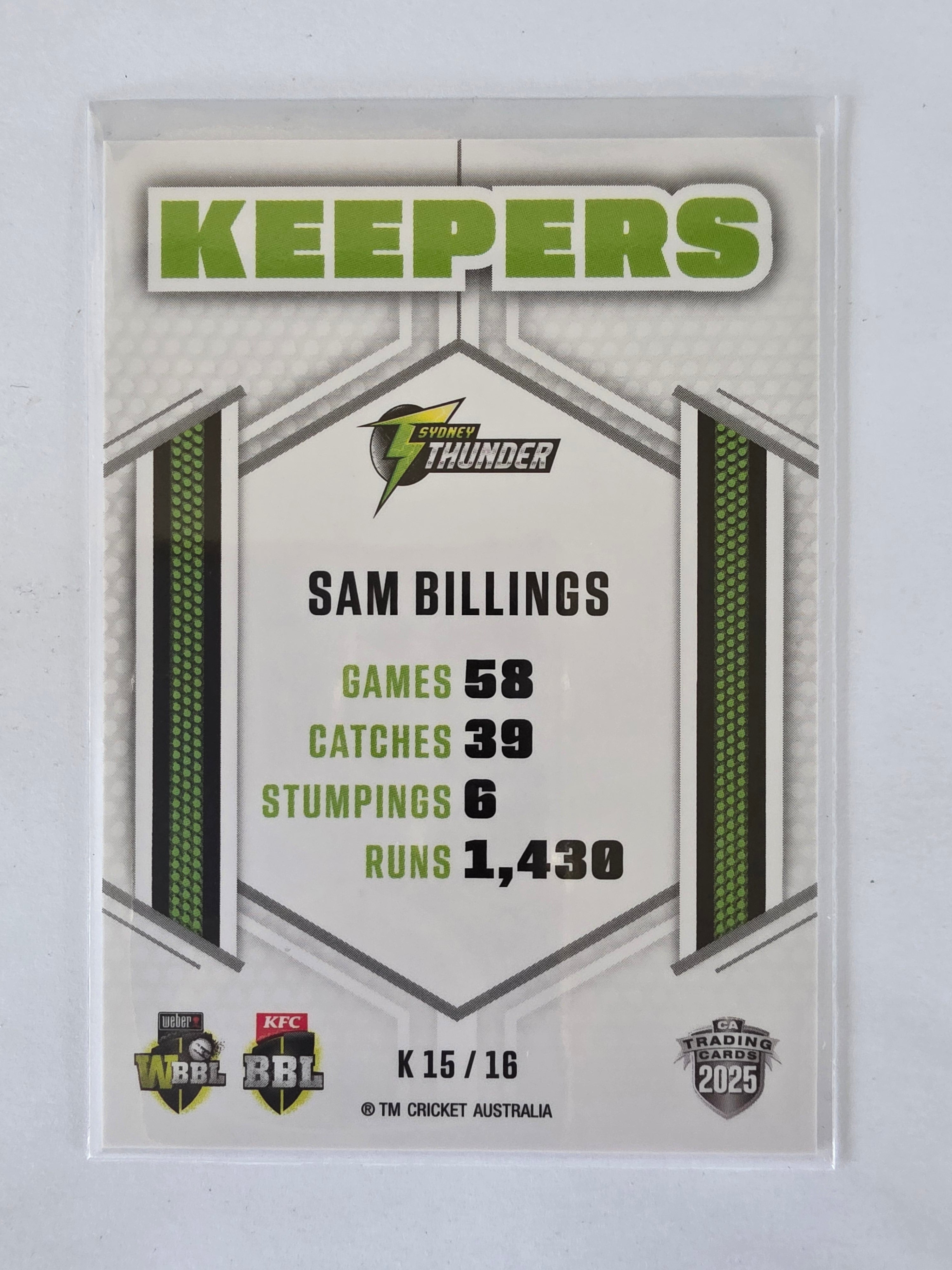 2025/26 Cricket Traders | Keepers | #K15 | Sam Billings | Thunder