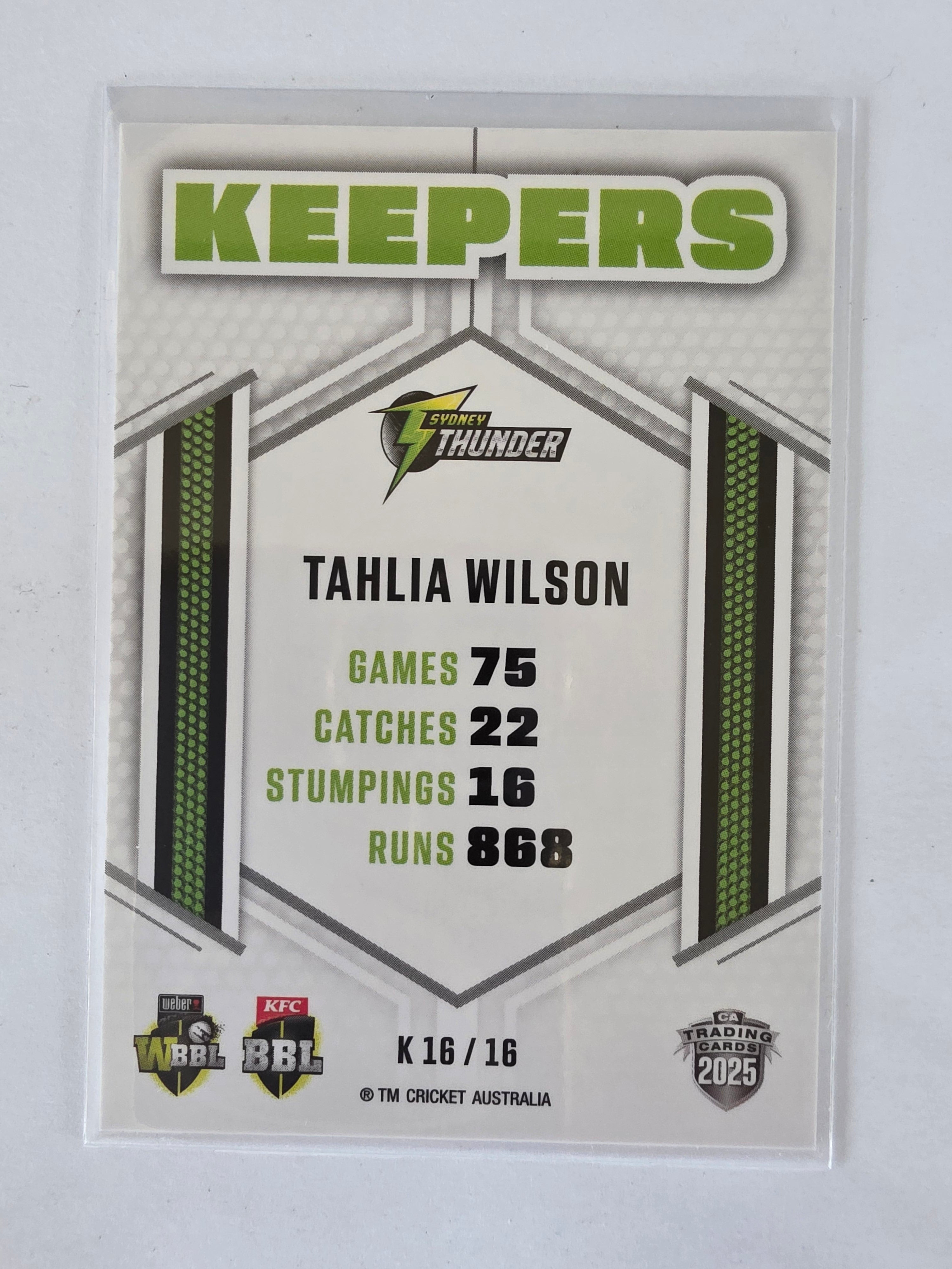2025/26 Cricket Traders | Keepers | #K16 | Tahlia Wilson | Thunder