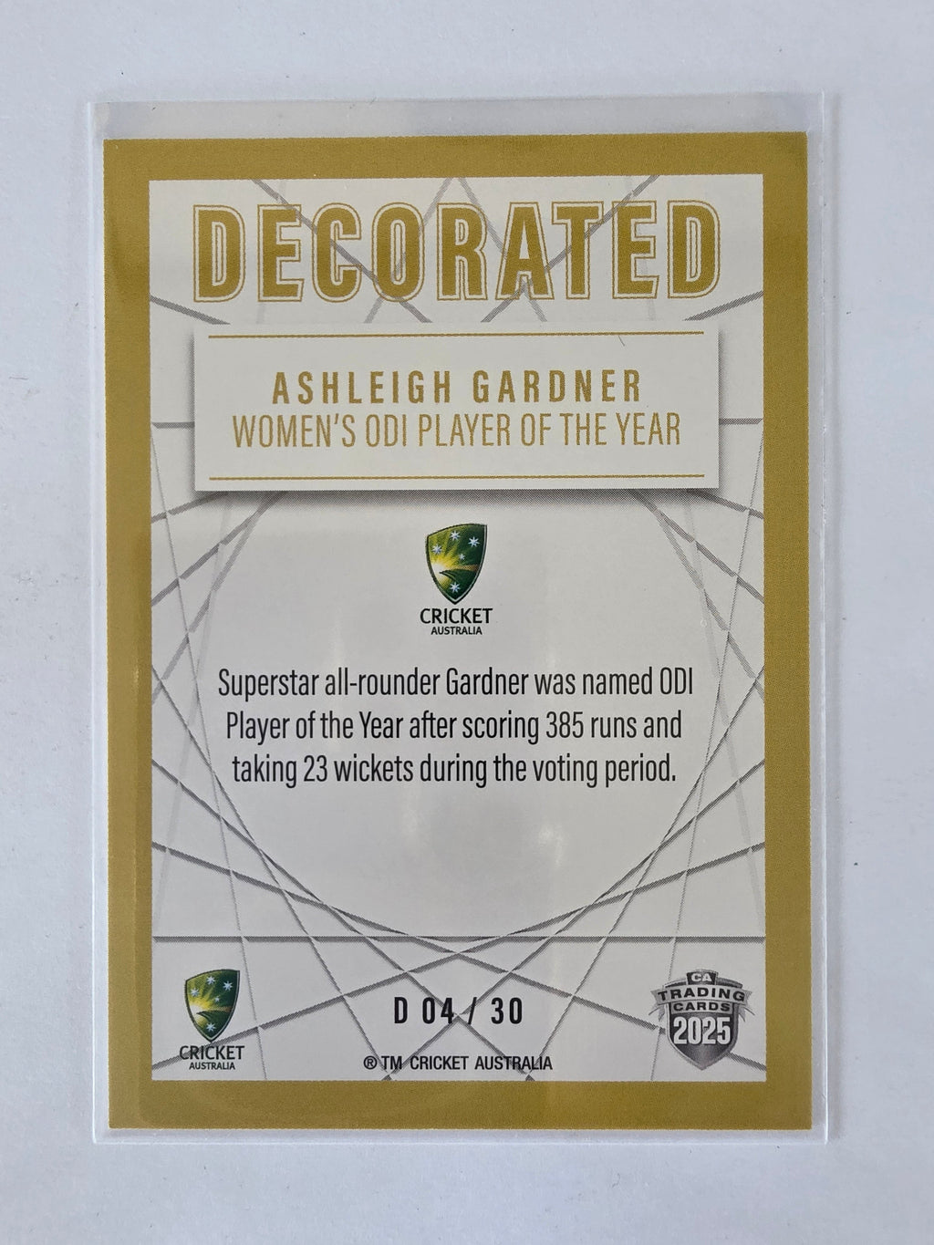 2025/26 Cricket Traders | Decorated | #D04 | Ashleigh Gardner | Australia