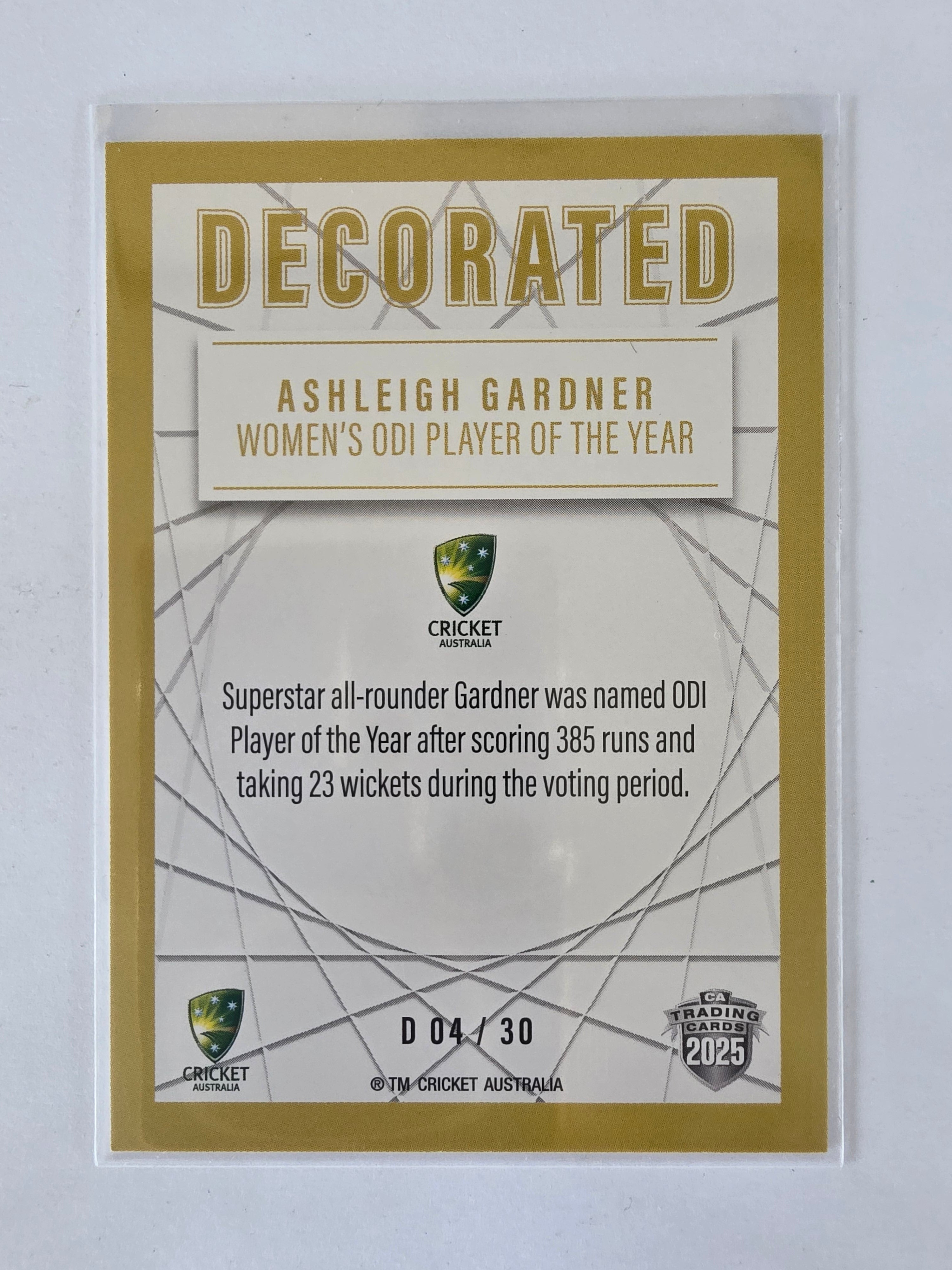 2025/26 Cricket Traders | Decorated | #D04 | Ashleigh Gardner | Australia
