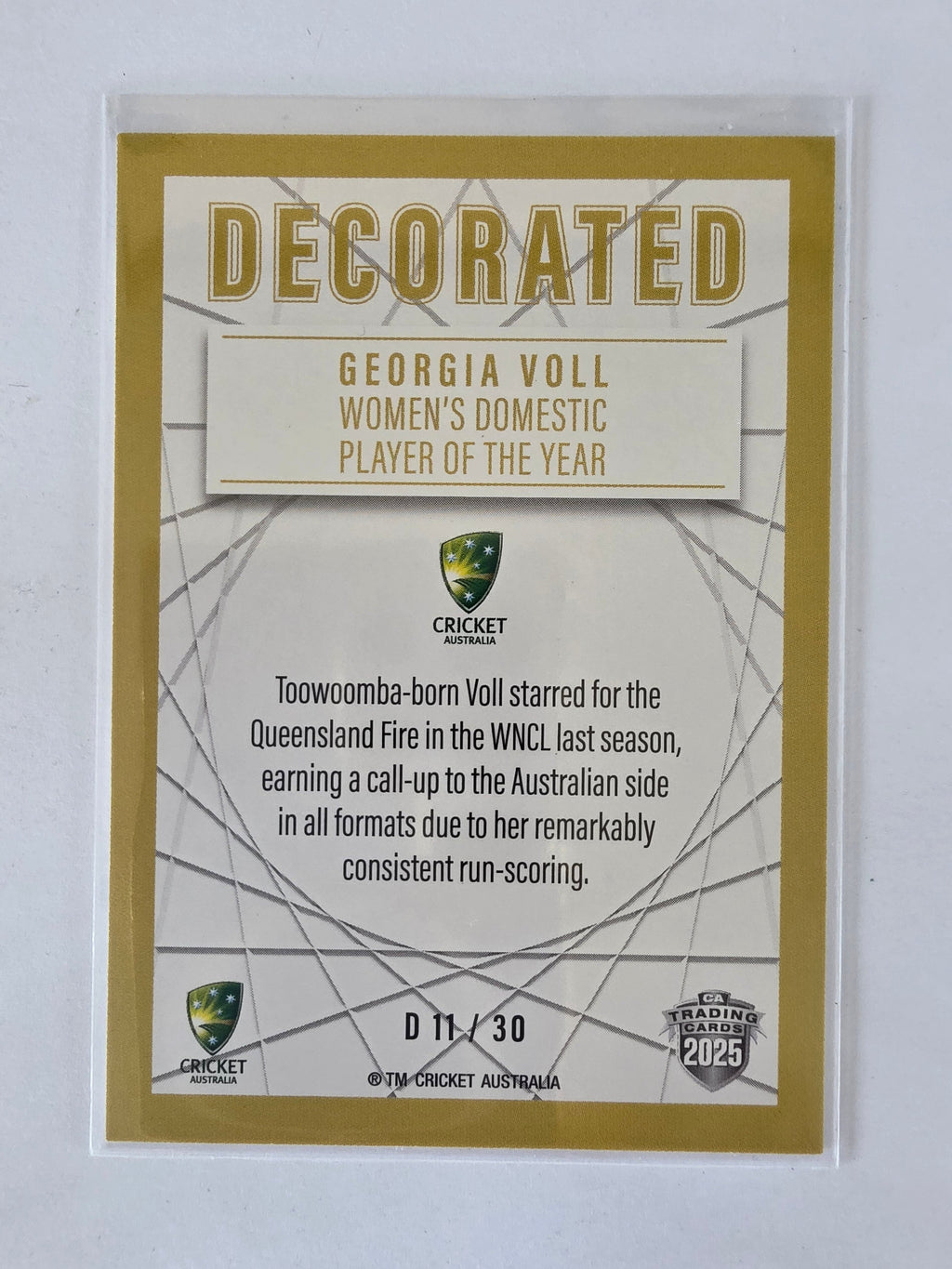 2025/26 Cricket Traders | Decorated | #D11 | Georgia Voll | Australia