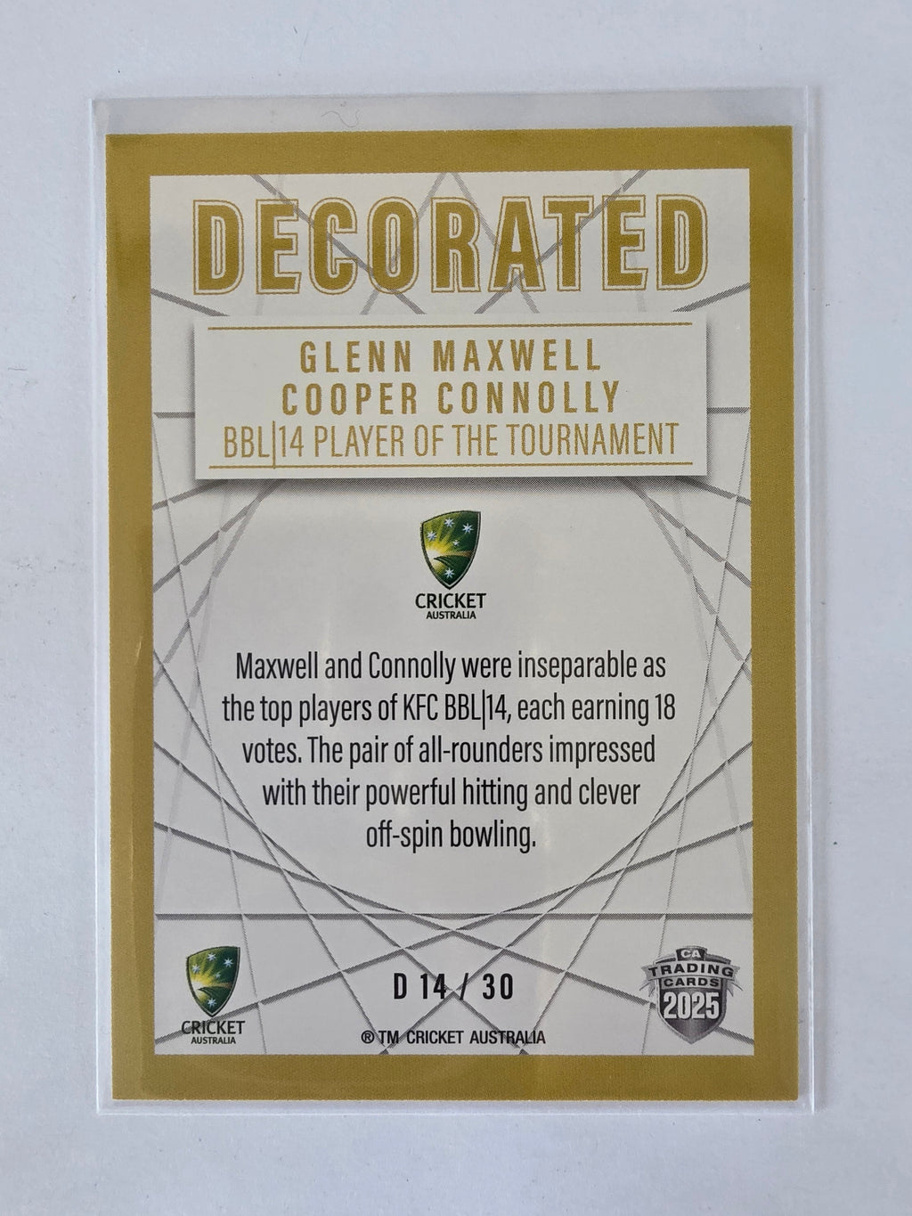2025/26 Cricket Traders | Decorated | #D14 | Glenn Maxwell / Cooper Connolly