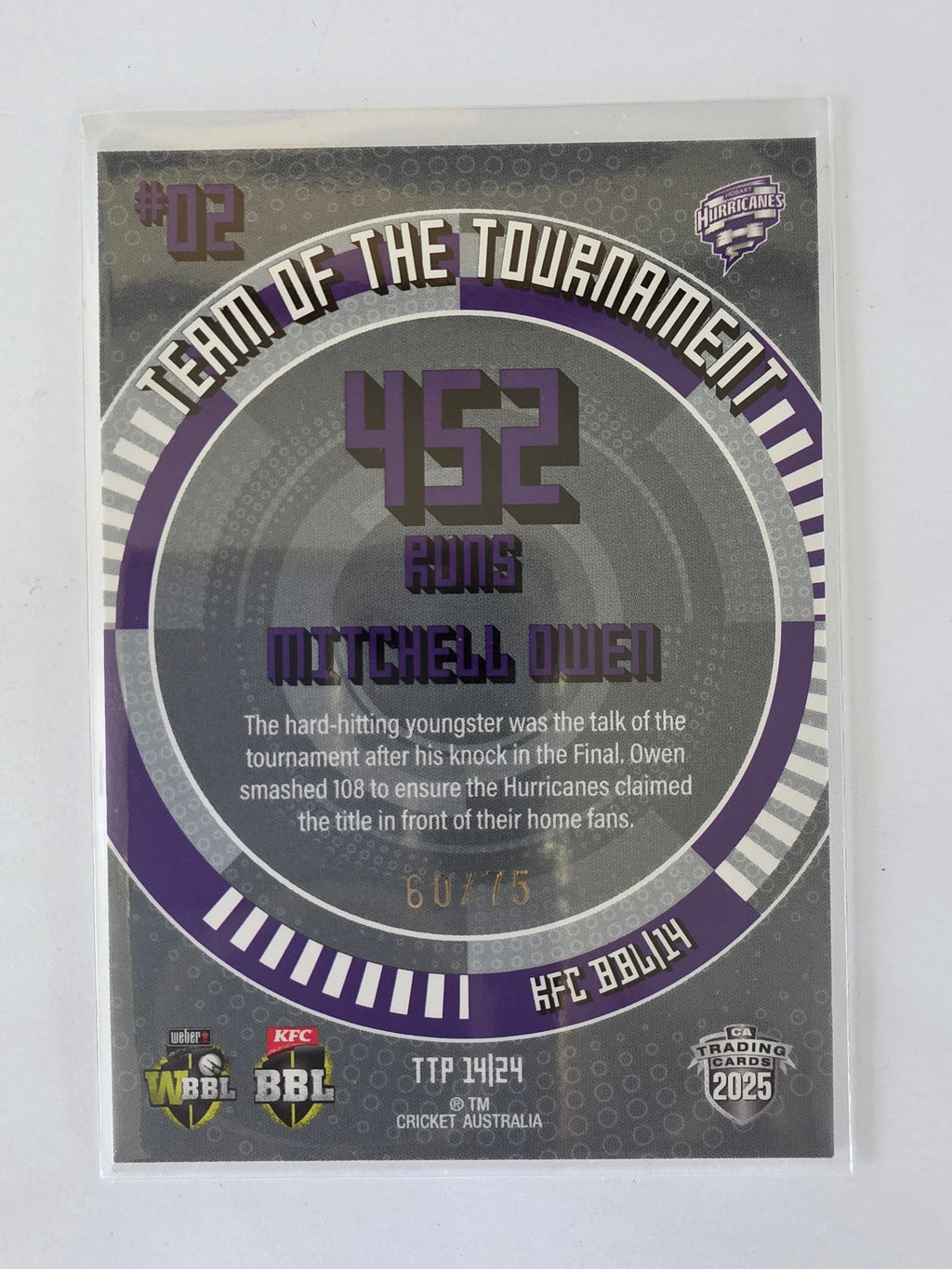 25/26 Cricket Traders |Team of the Tournament Platinum | #TTP14 | #60/75 | Mitchell Owen