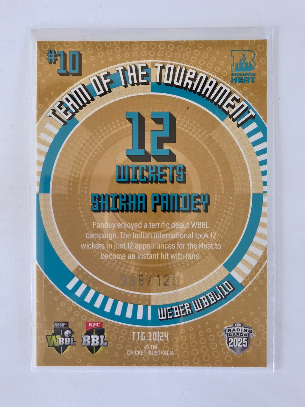 25/26 Cricket Traders |Team of the Tournament GOLD | #TTG10 | #096/125 | Shikha Pandey | Heat