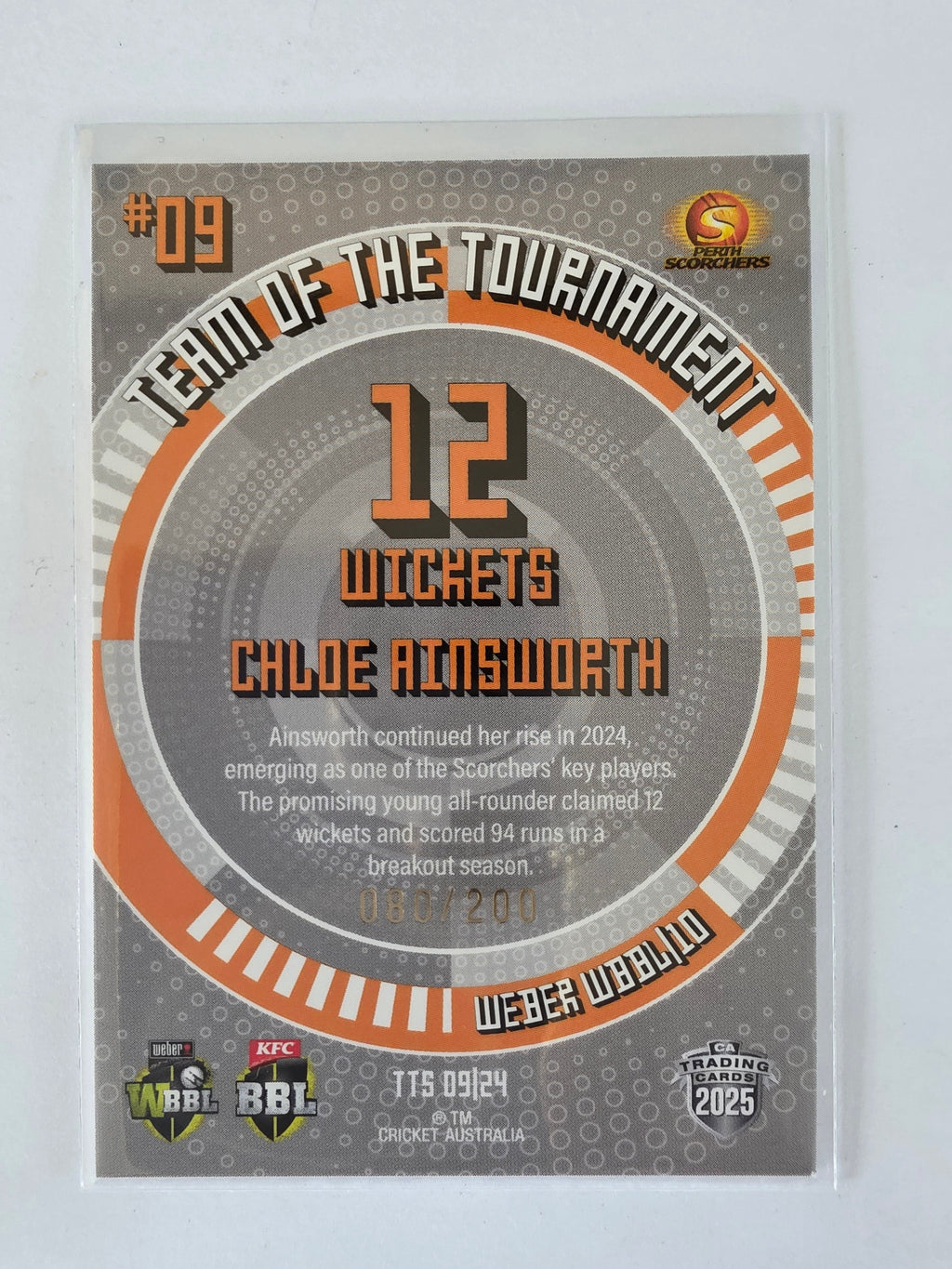 25/26 Cricket Traders |Team of the Tournament SILVER | #TTS09 | #080/200 | Chloe Ainsworth