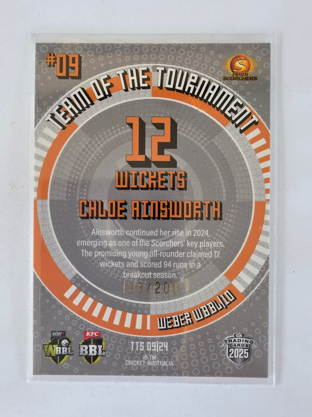 25/26 Cricket Traders |Team of the Tournament SILVER | #TTS09 | #183/200 | Chloe Ainsworth