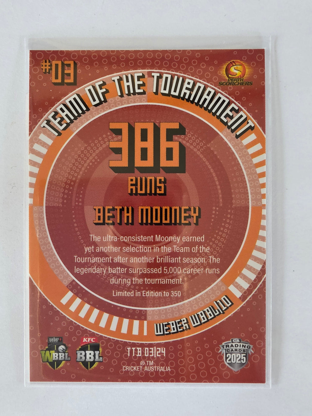 2025/26 Cricket Traders |Team of the Tournament BRONZE | #TTB03 | Beth Mooney | Scorcher
