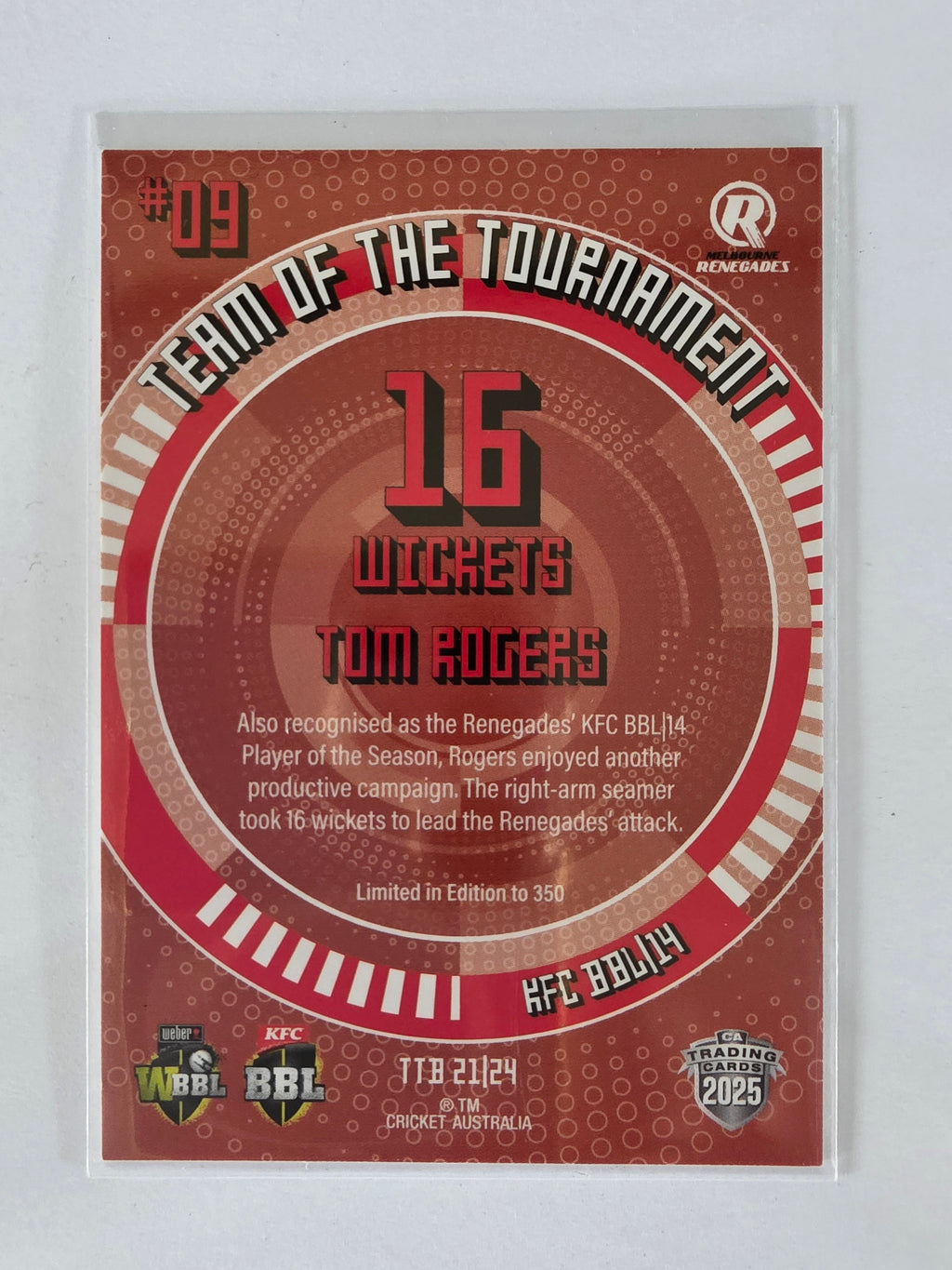 2025/26 Cricket Traders |Team of the Tournament BRONZE | #TTB21 | Tom Rogers | Renegades