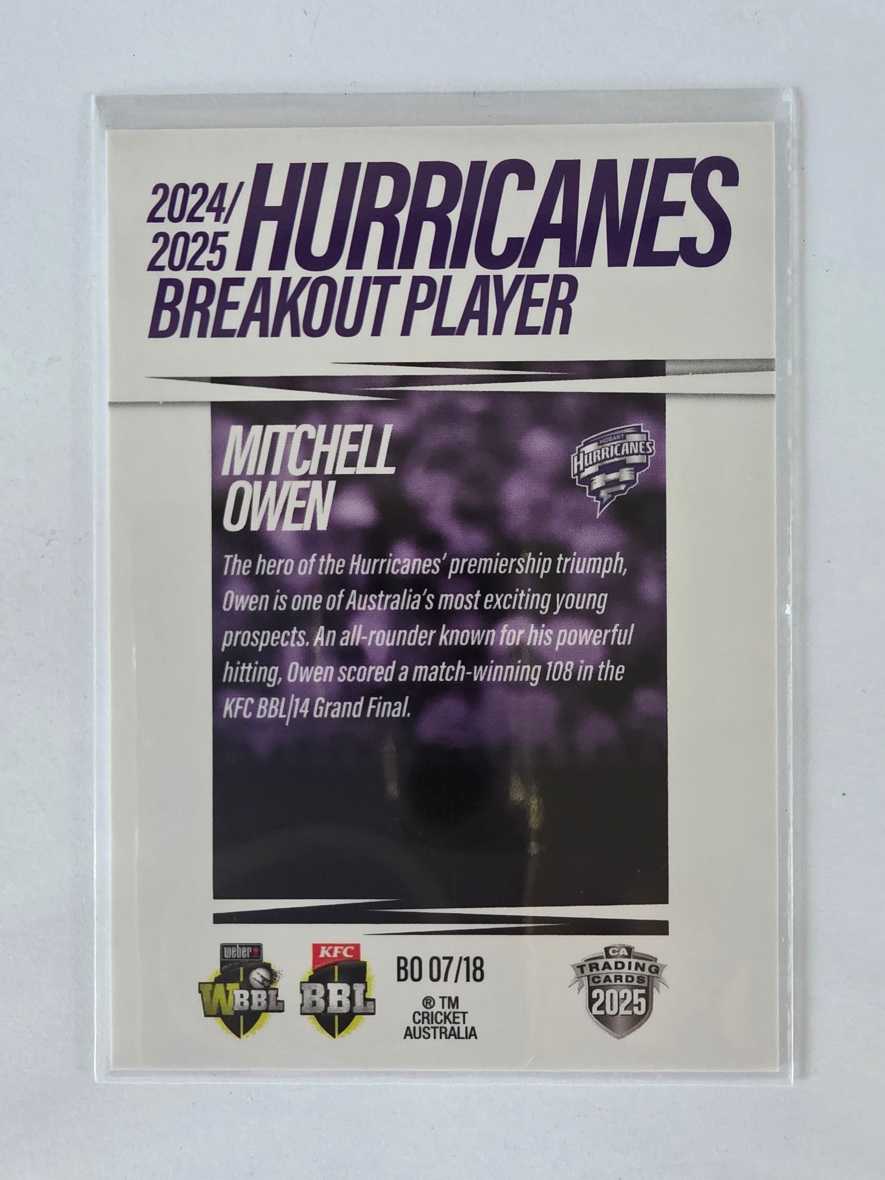 2025/26 Cricket Traders | Breakouts White | #BO07 | Mitchell Owen | Hurricanes
