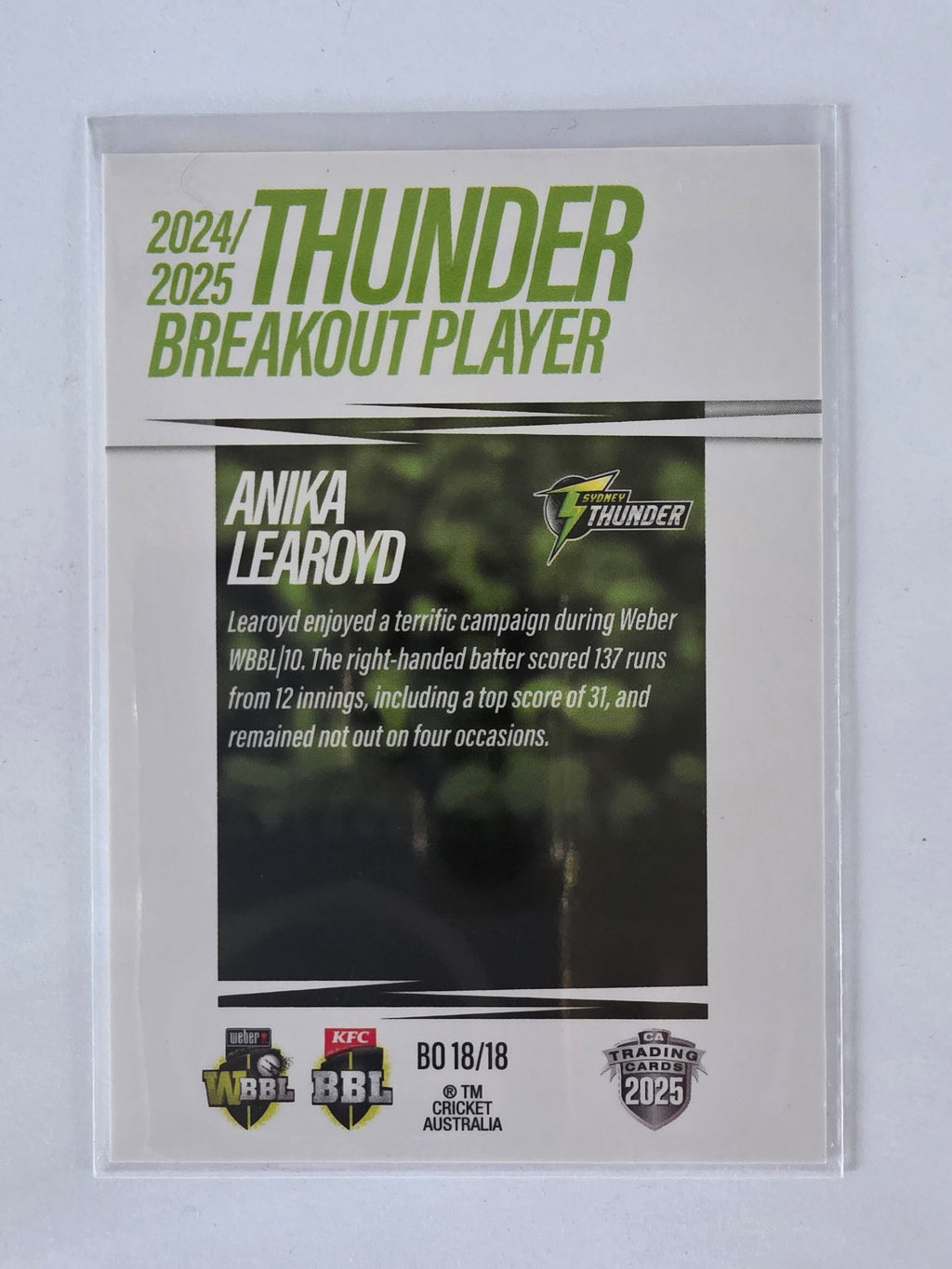 2025/26 Cricket Traders | Breakouts White | #BO18 | Anika Learoyd | Thunder