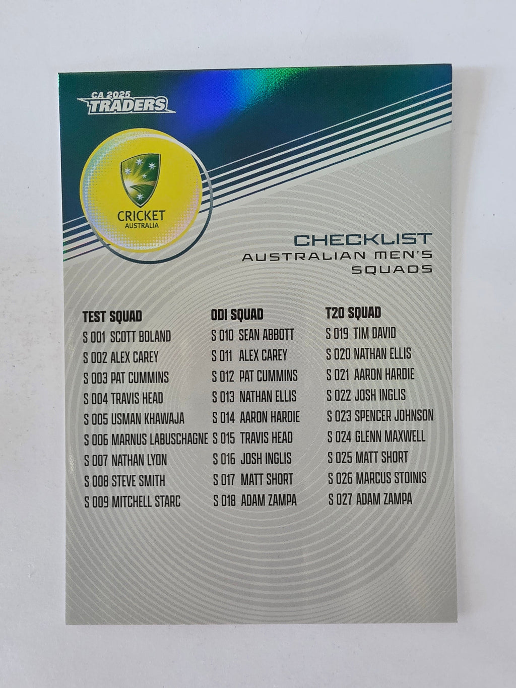 2025/26 Cricket Traders | Silver Parallel | #S151 | Checklist Australian Squads
