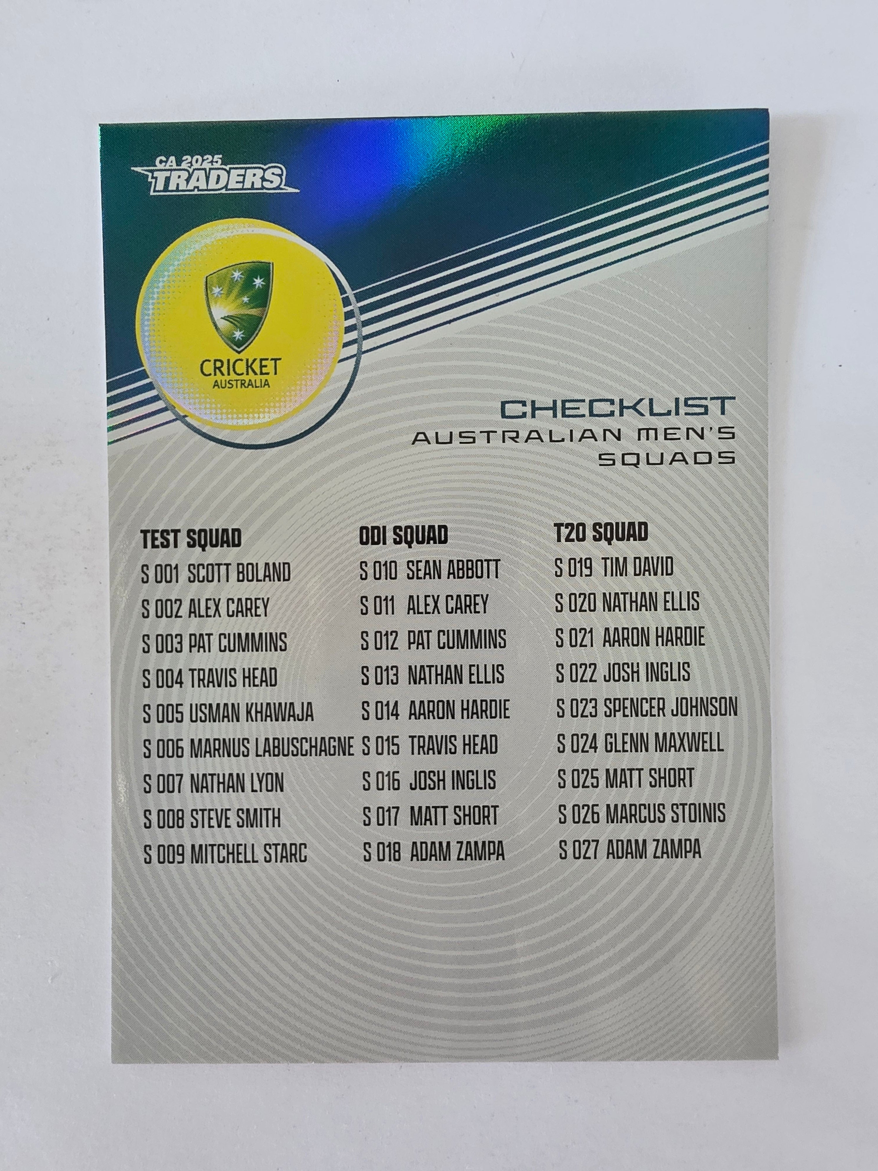 2025/26 Cricket Traders | Silver Parallel | #S151 | Checklist Australian Squads