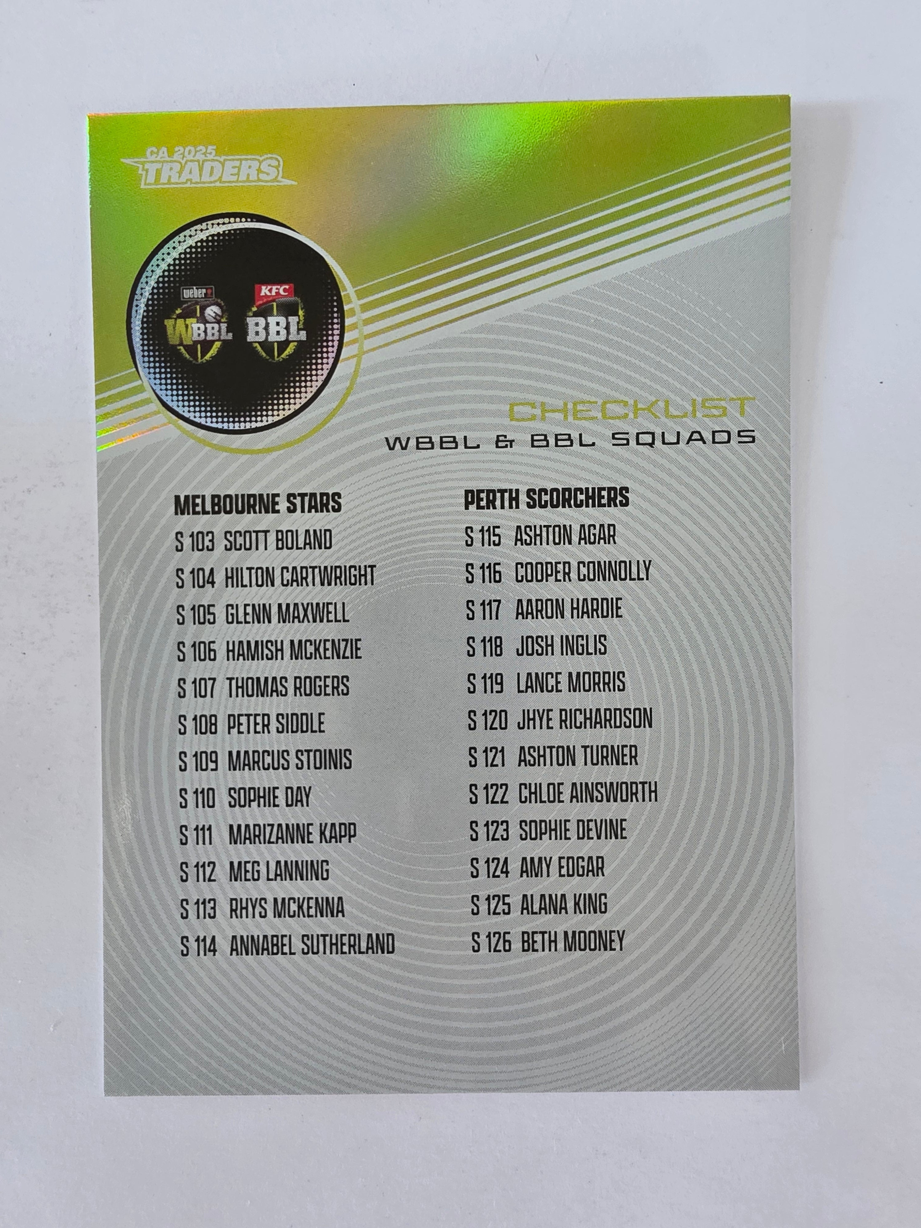 2025/26 Cricket Traders | Silver Parallel | #S153 | Checklist WBBL & BBL Squads