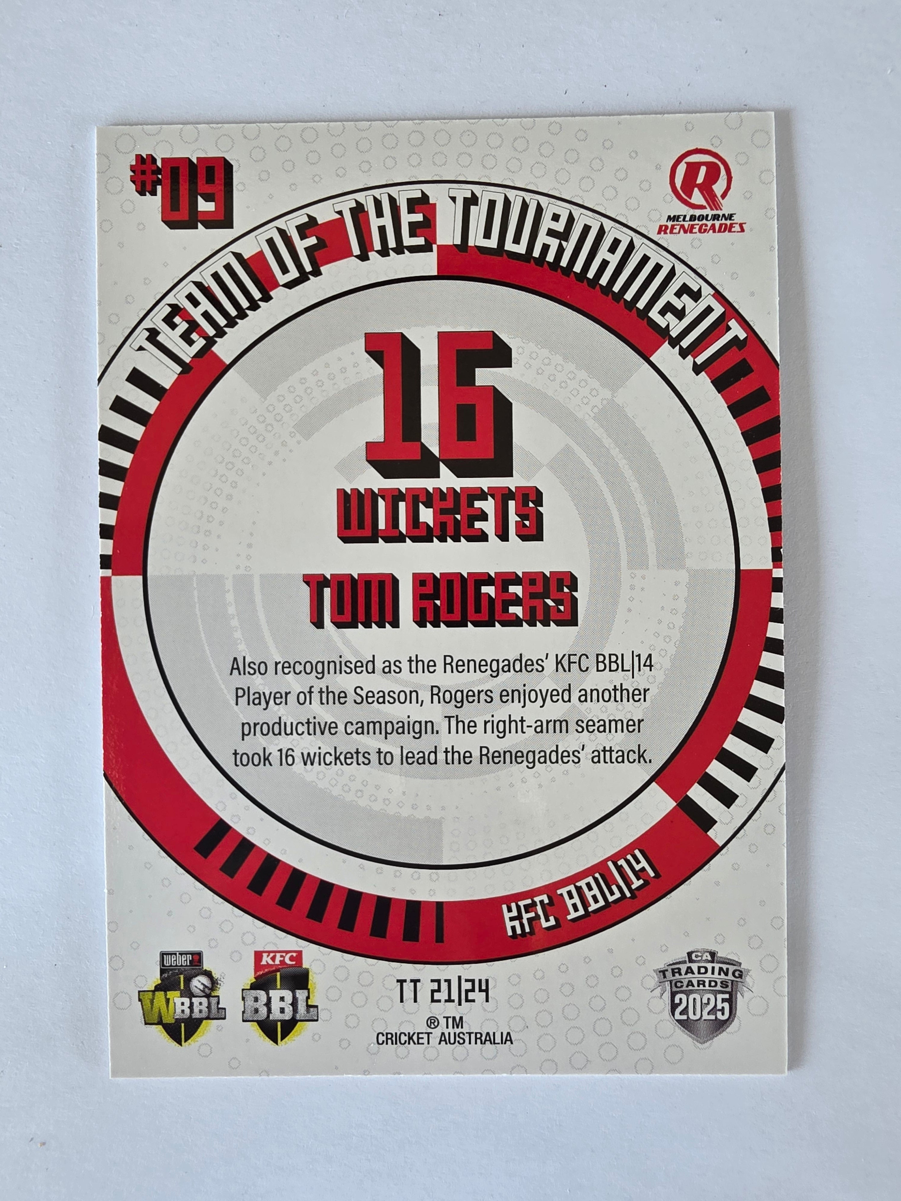 2025/26 Cricket Traders |Team of the Tournament | #TT21 | Tom Rogers | Renegades