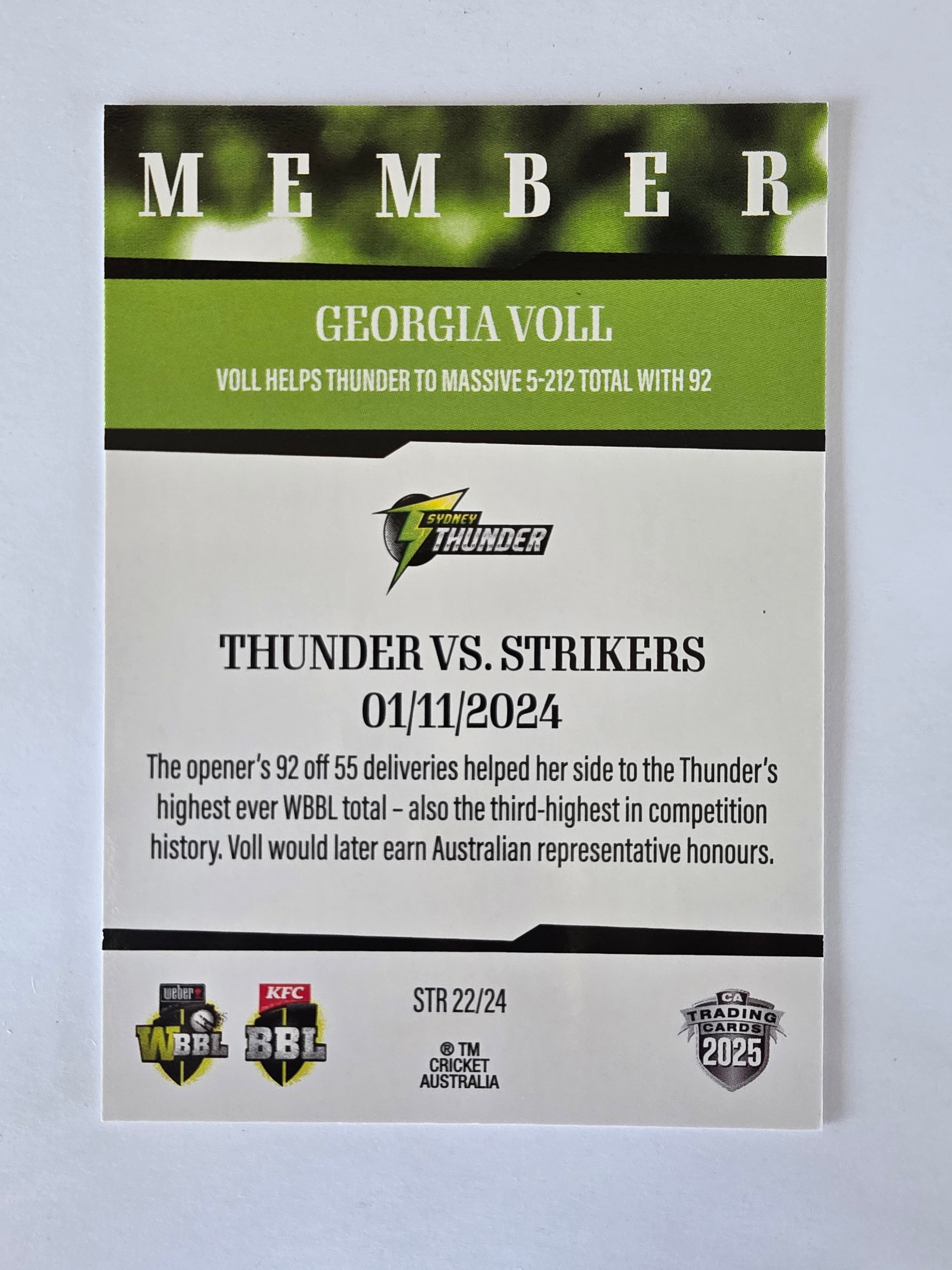 2025/26 Cricket Traders | 24/25 Season to Remember | #STR22 | Georgia Voll