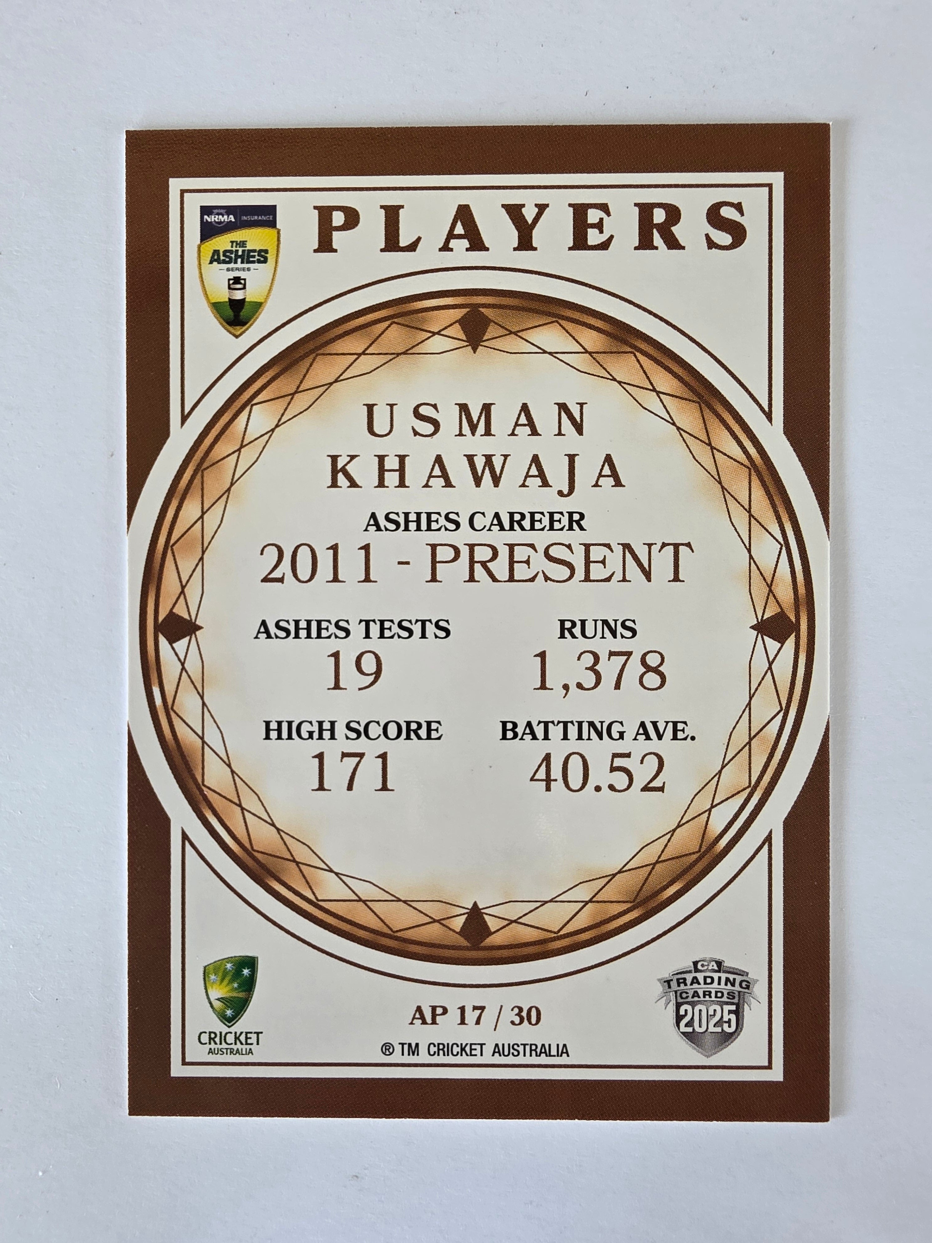 2025/26 Cricket Traders | Ashes Players | #AP17 | Usman Khawaja