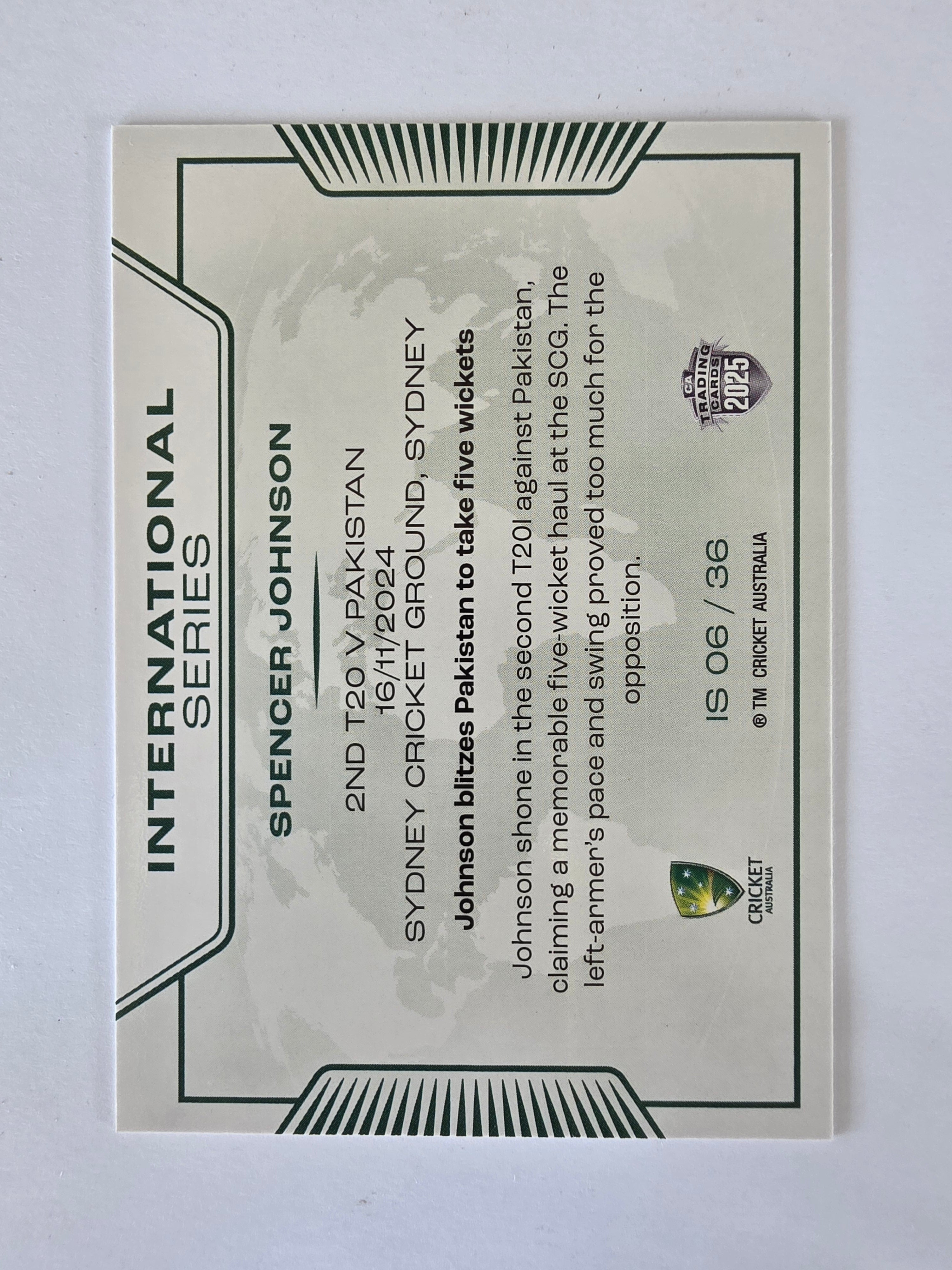 2025/26 Cricket Traders |International Series | #IS06 | Spencer Johnson