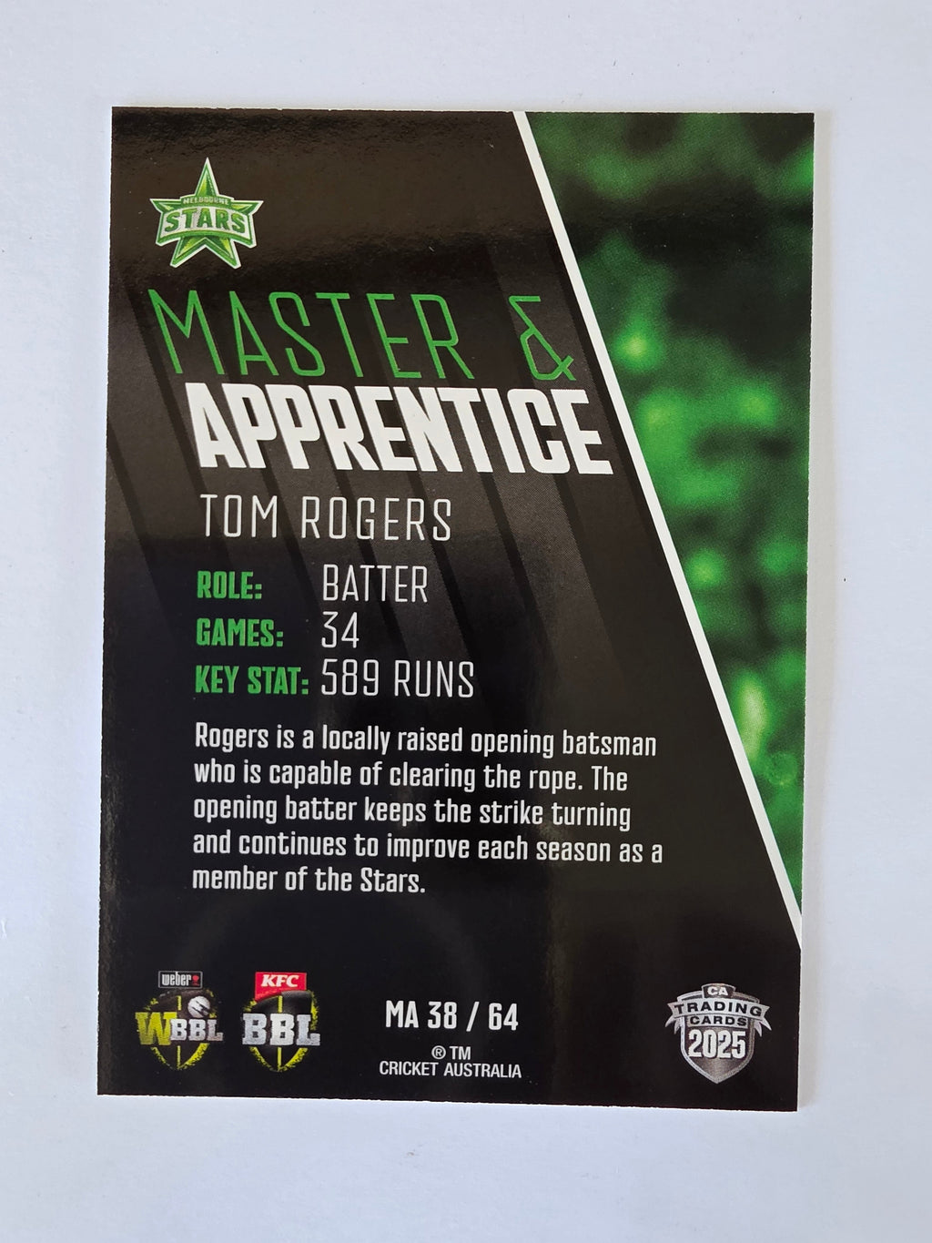 2025/26 Cricket Traders | Master & Apprentice | #MA38 | Tom Rogers | Stars