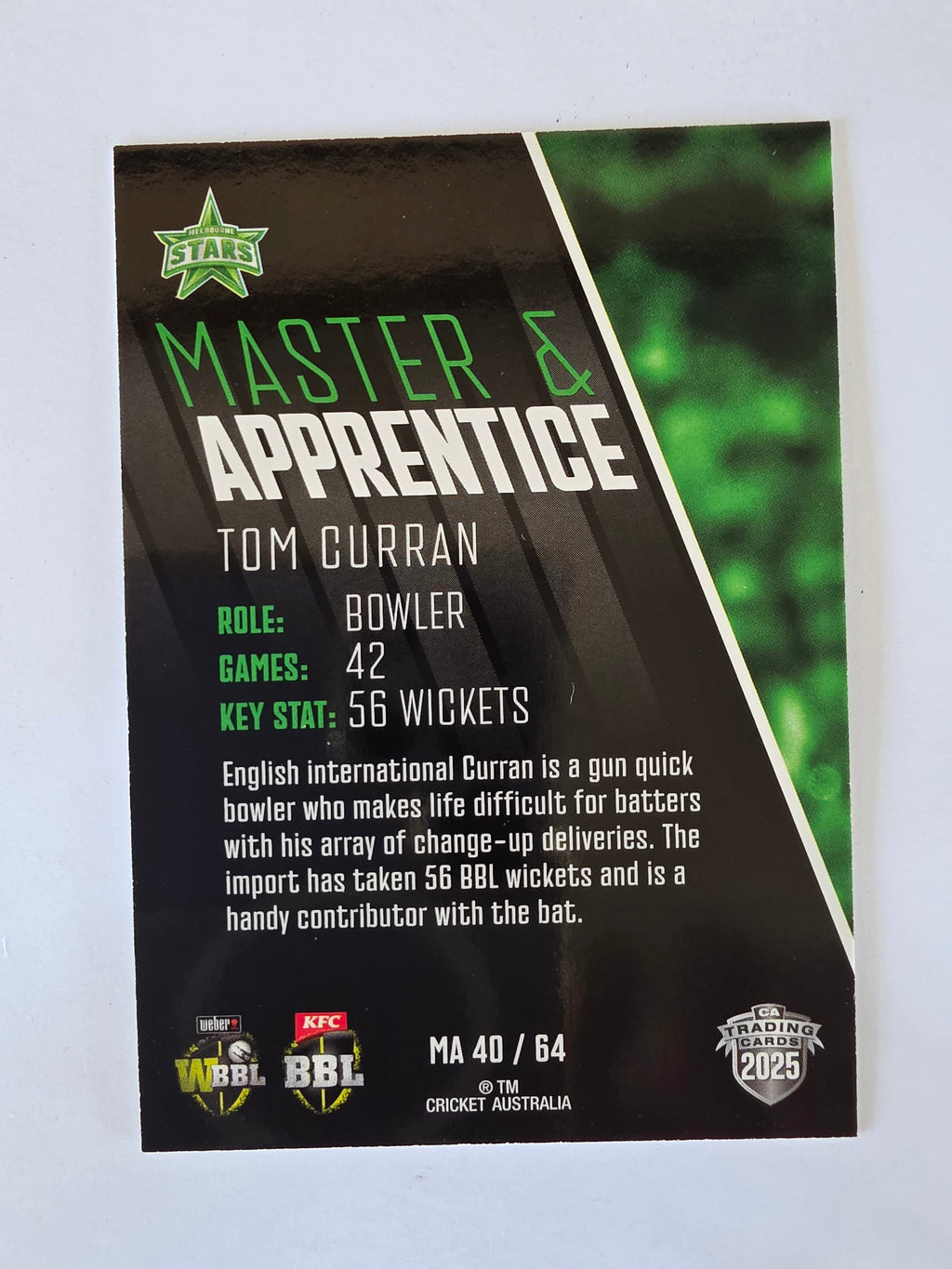 2025/26 Cricket Traders | Master & Apprentice | #MA40 | Tom Curran | Stars