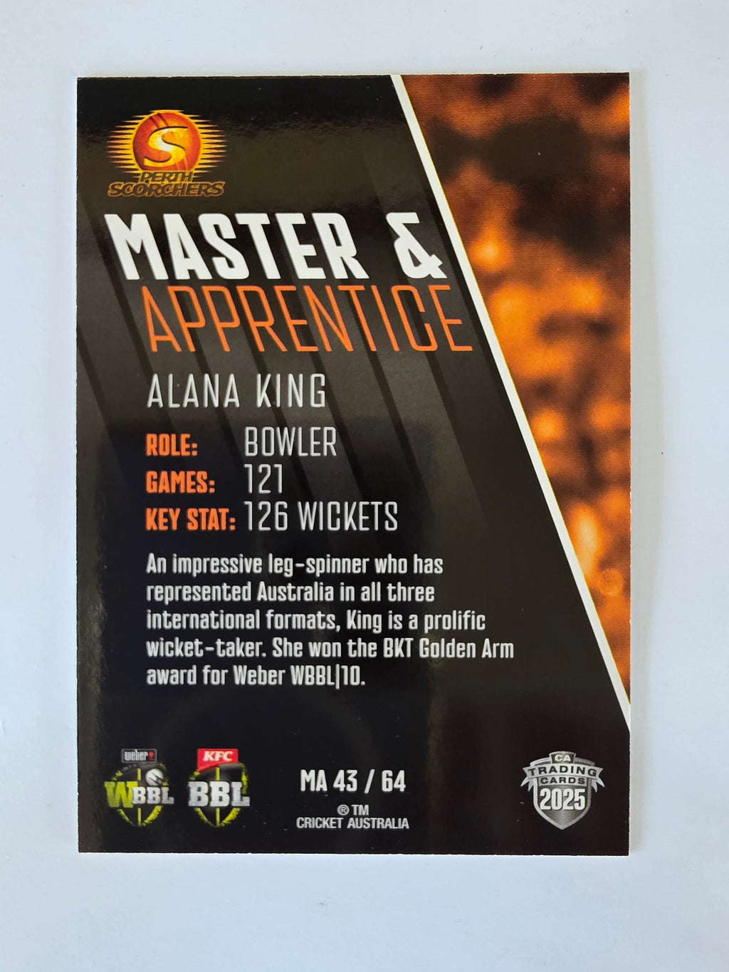 2025/26 Cricket Traders | Master & Apprentice | #MA43 | Alana King | Scorchers