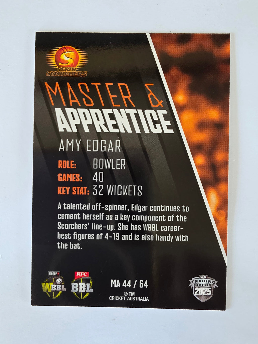 2025/26 Cricket Traders | Master & Apprentice | #MA44 | Amy Edgar | Scorchers