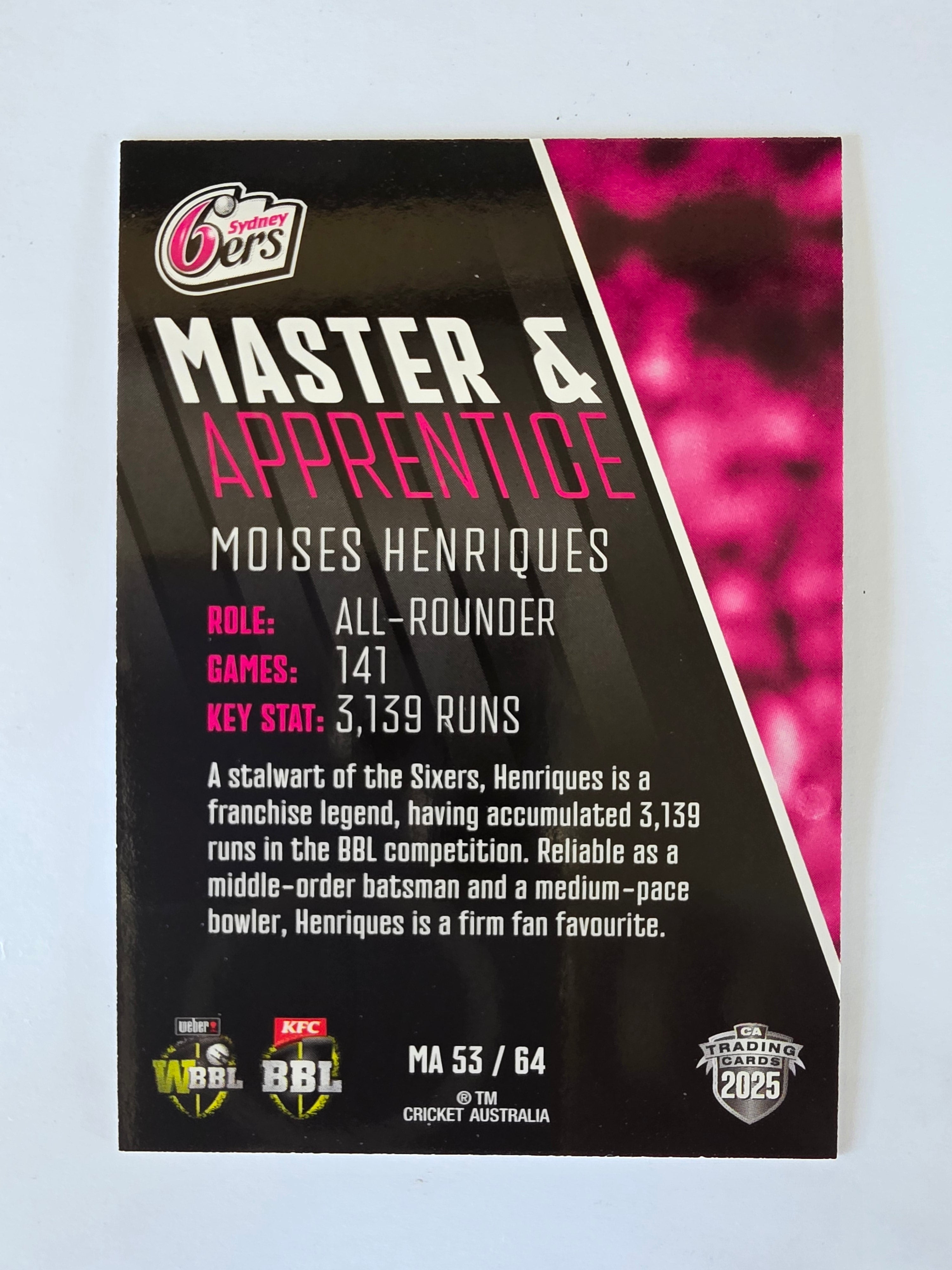 2025/26 Cricket Traders | Master & Apprentice | #MA53 | Moises Henriques