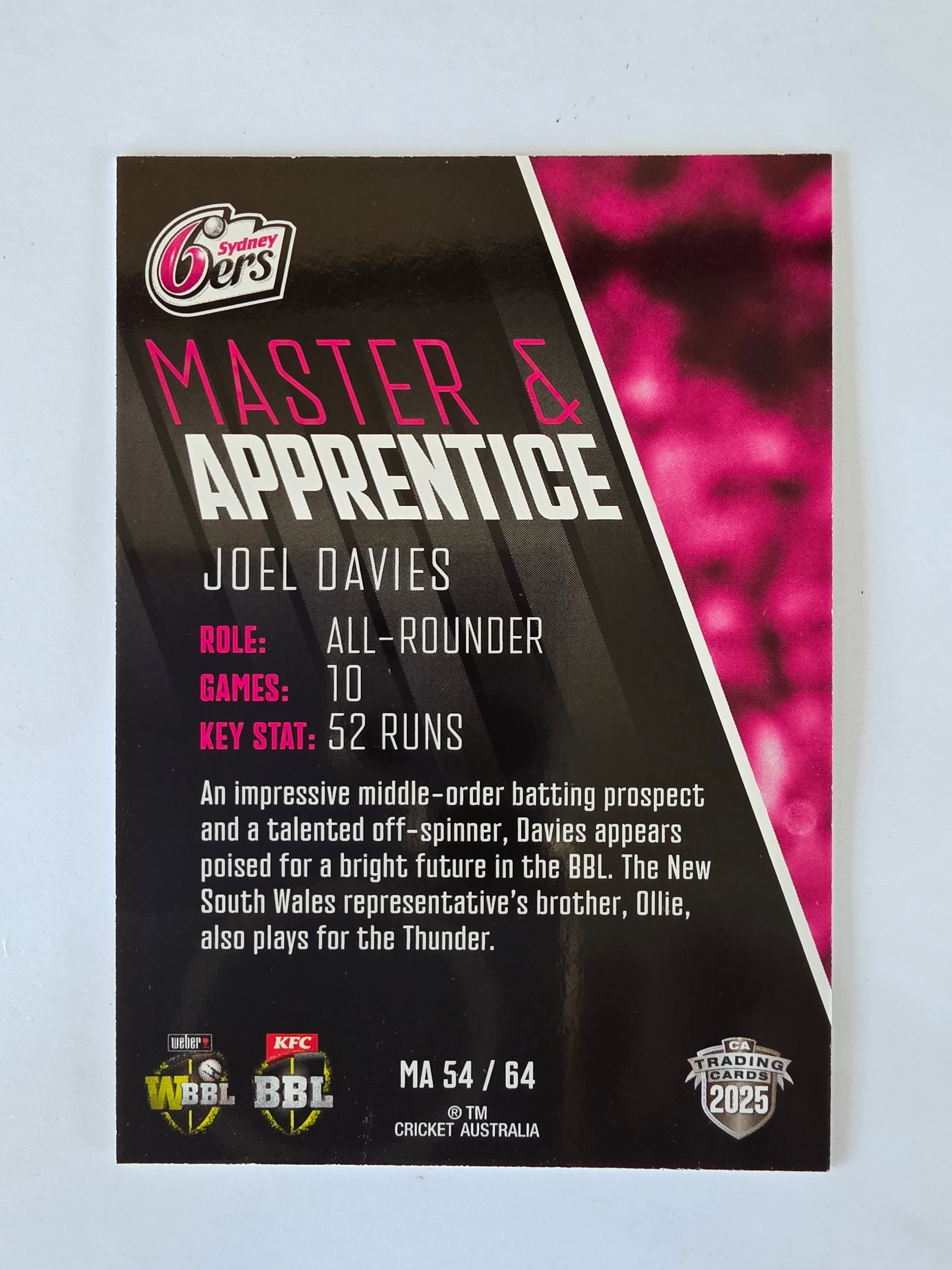 2025/26 Cricket Traders | Master & Apprentice | #MA54 | Joel Davies | Sixers