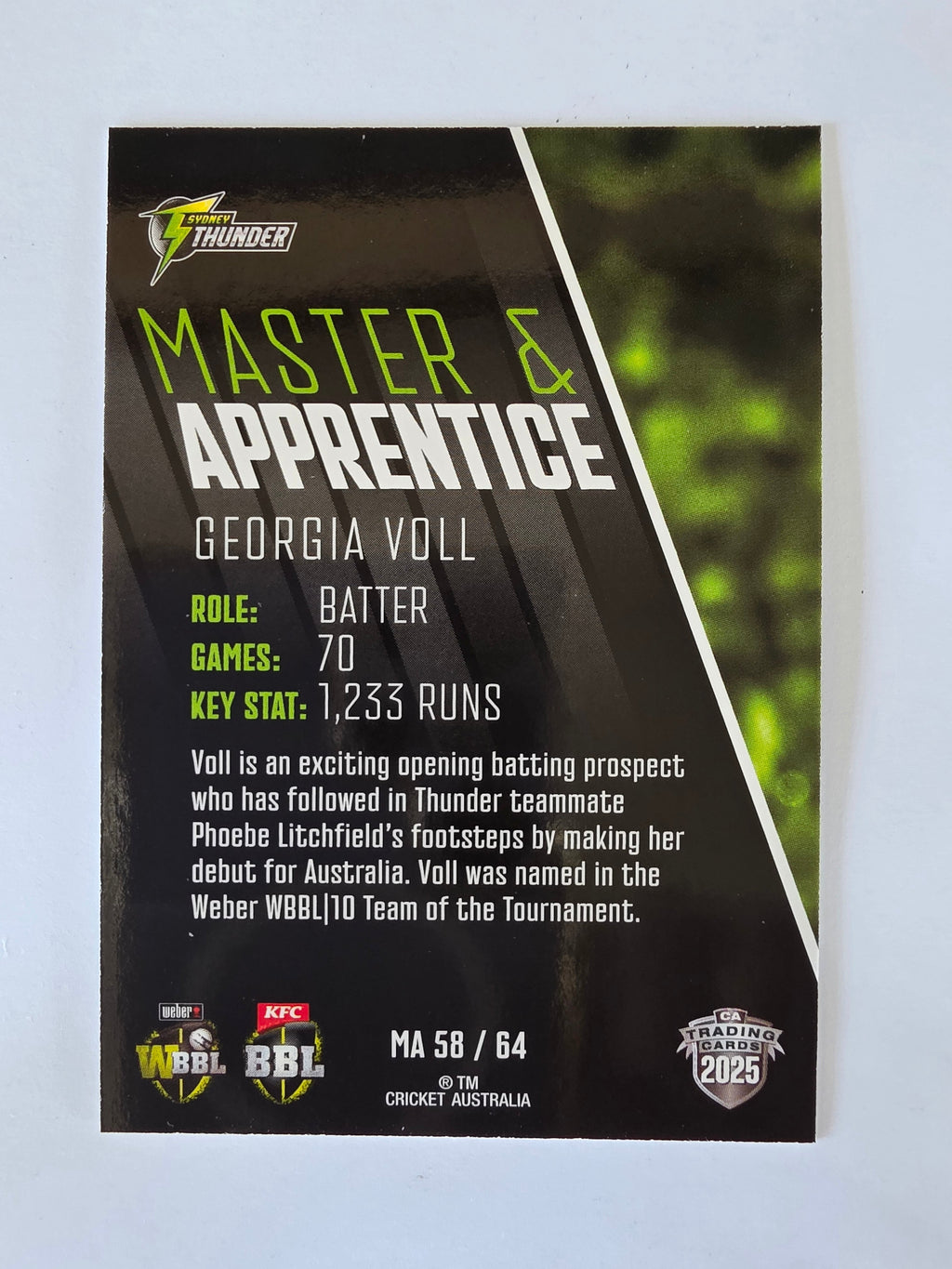 2025/26 Cricket Traders | Master & Apprentice | #MA58 | Georgia Voll | Thunder