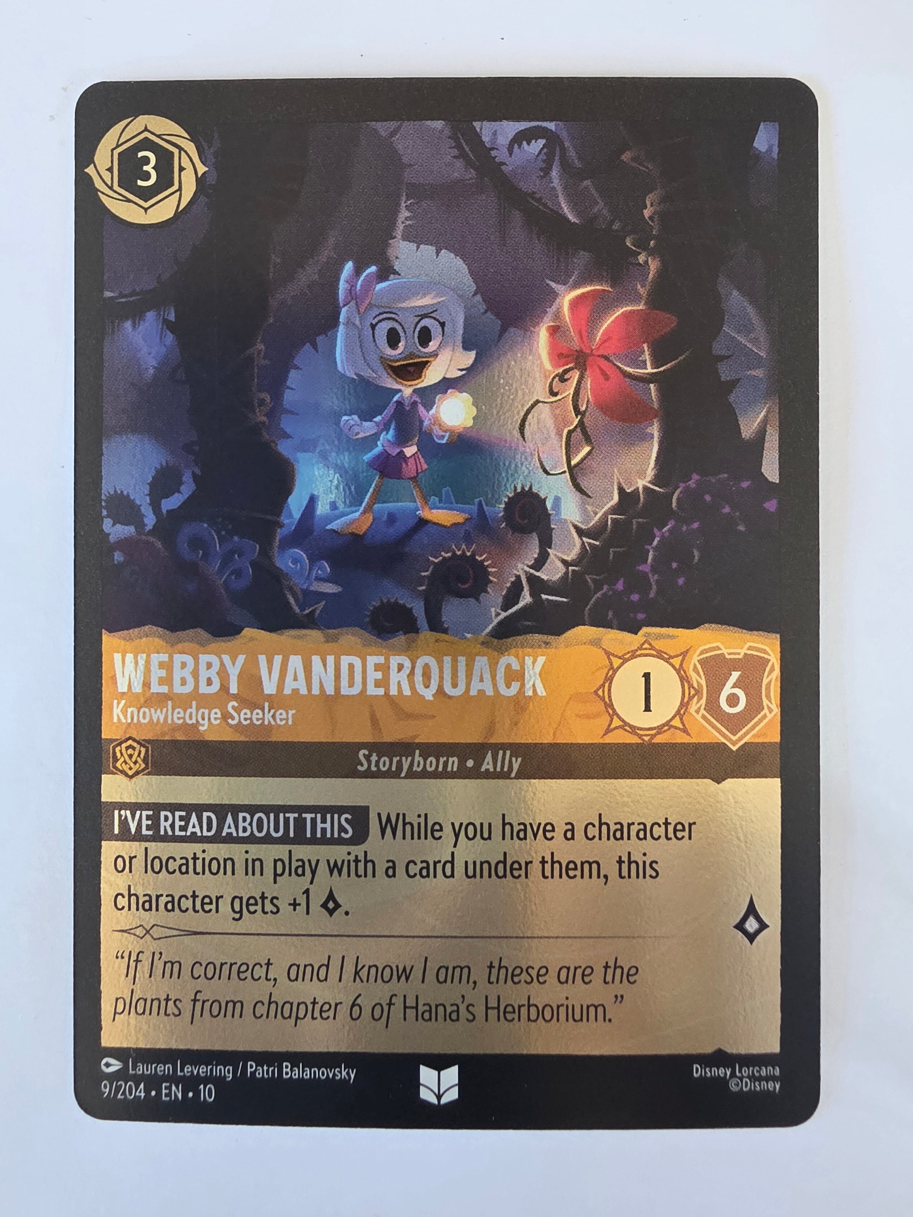 Lorcana Whispers in the Well #9/204 COLDFOIL Webby Vanderquack - Knowledge Seeker |U/C