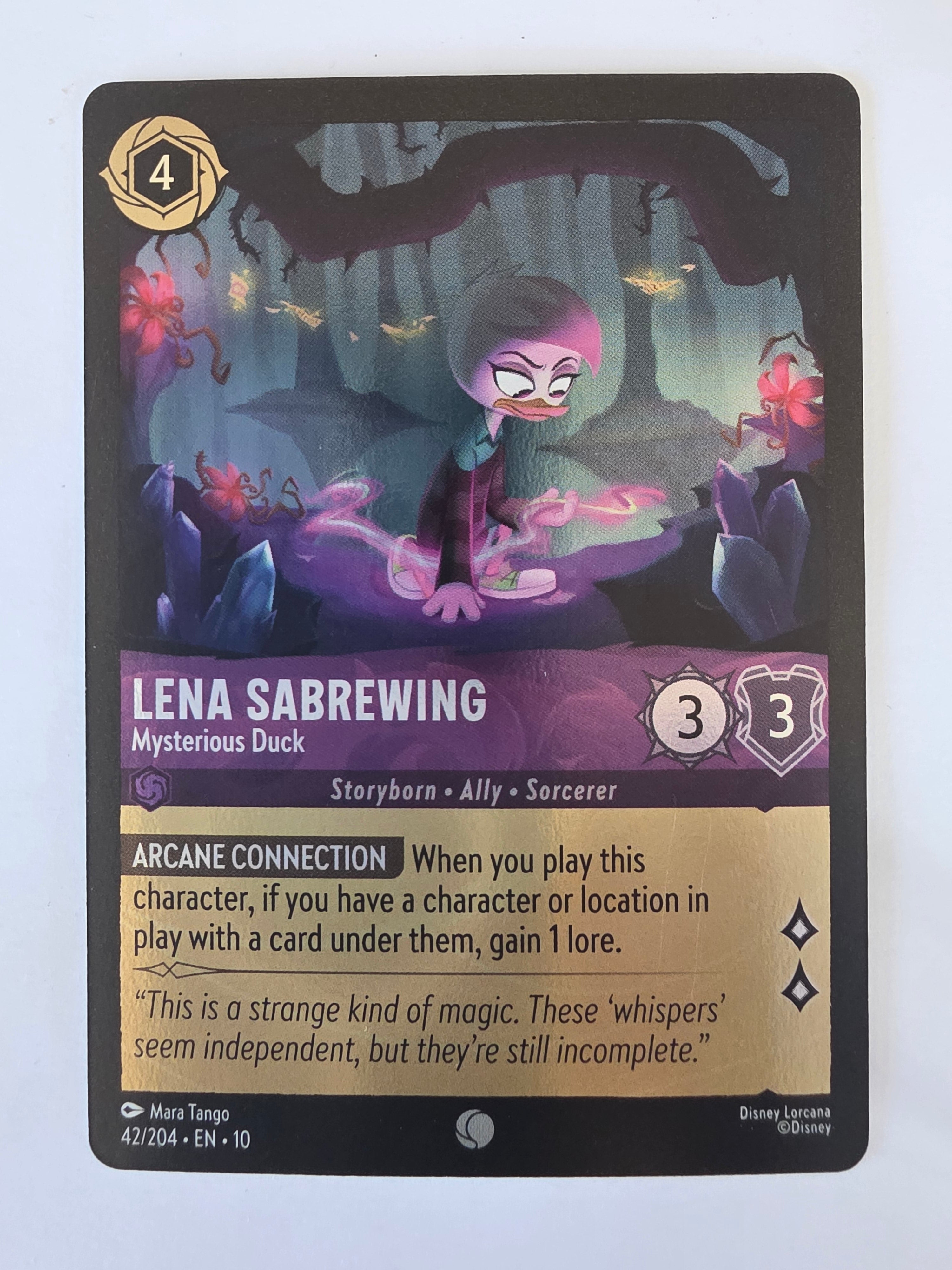 Lorcana Whispers in the Well #42/204 COLDFOIL Lena Sabrewing - Mysterious Duck | Common