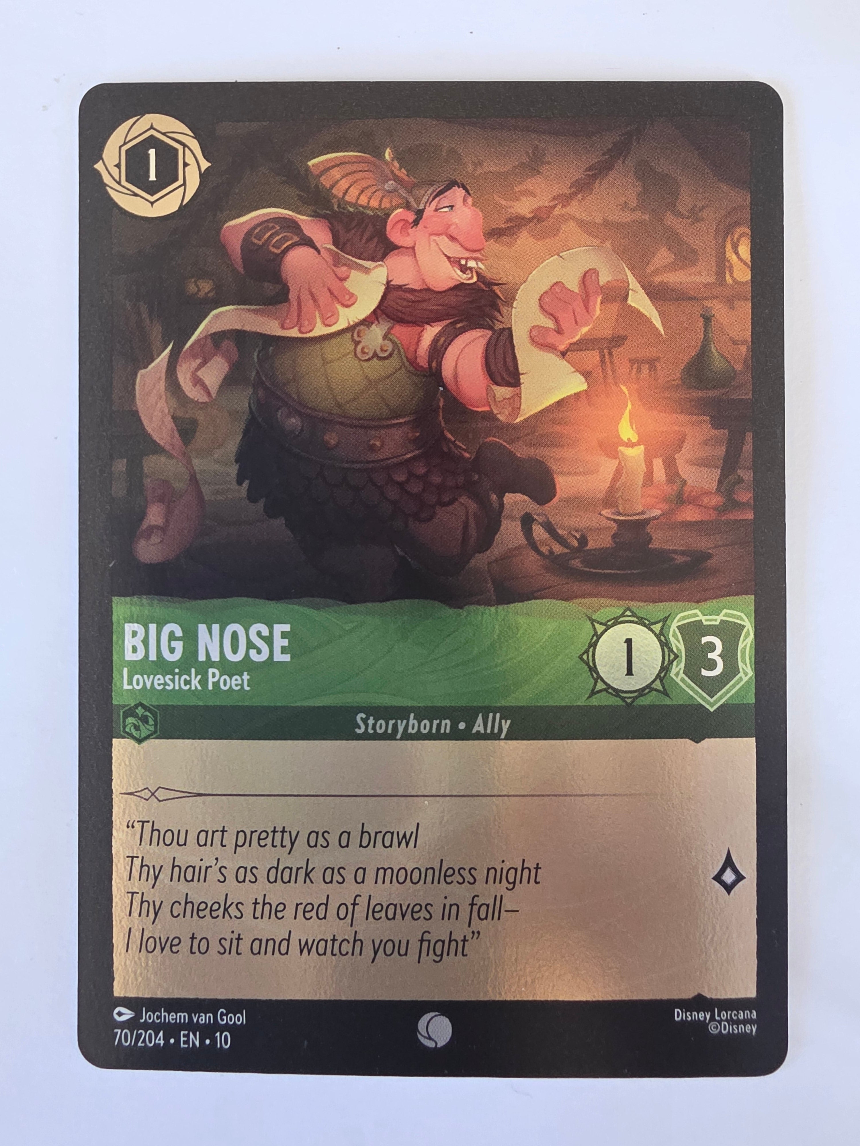 Lorcana Whispers in the Well #70/204 COLDFOIL Big Nose - Lovesick Poet | Common