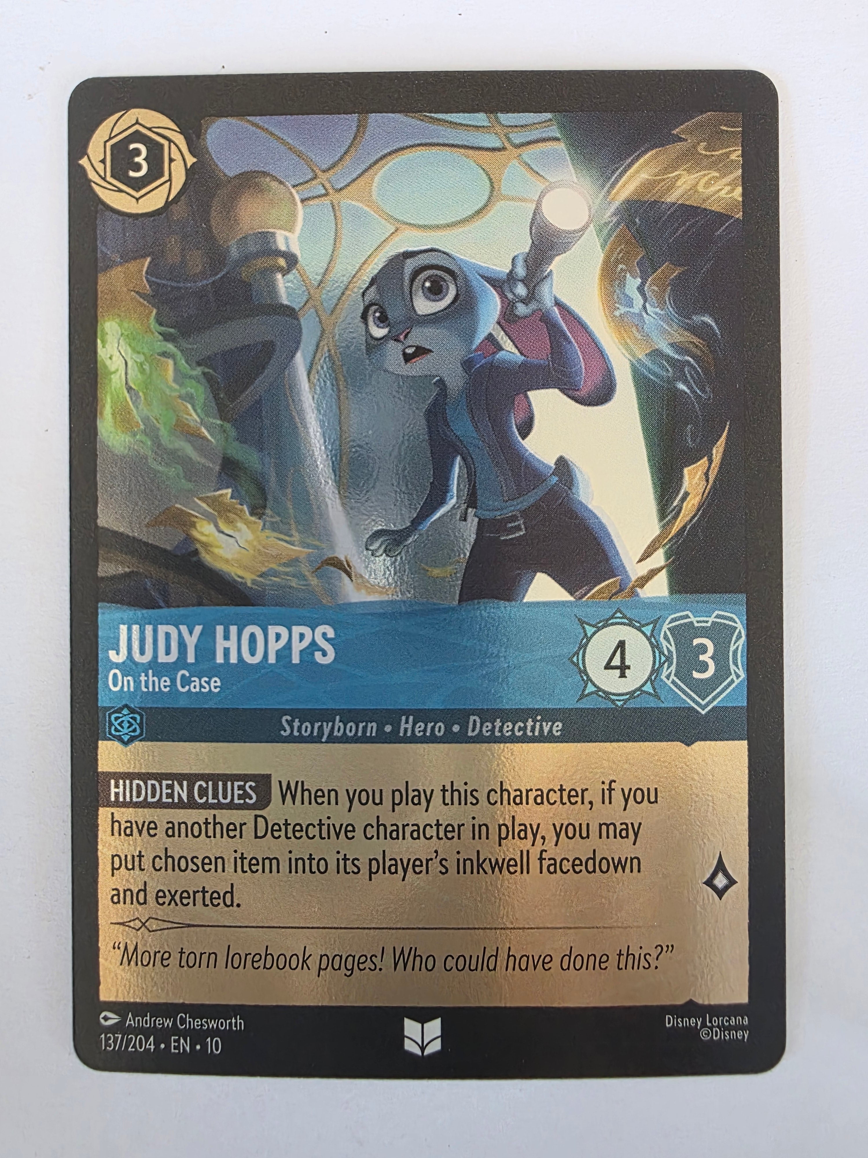 Lorcana Whispers in the Well #137/204 COLDFOIL Judy Hopps - On the Case |U/C