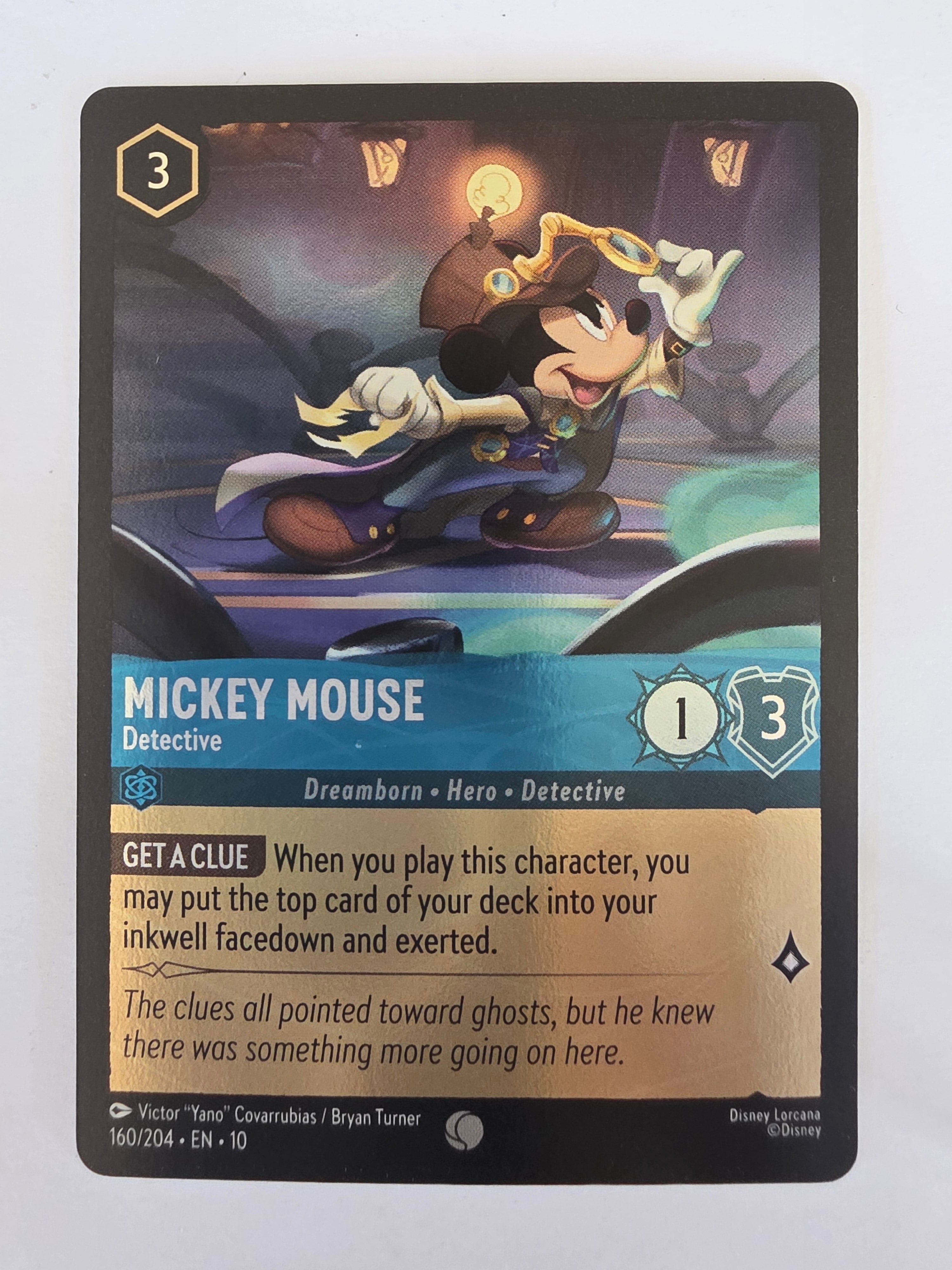Lorcana Whispers in the Well #160/204 COLDFOIL Mickey Mouse - Detective | Common