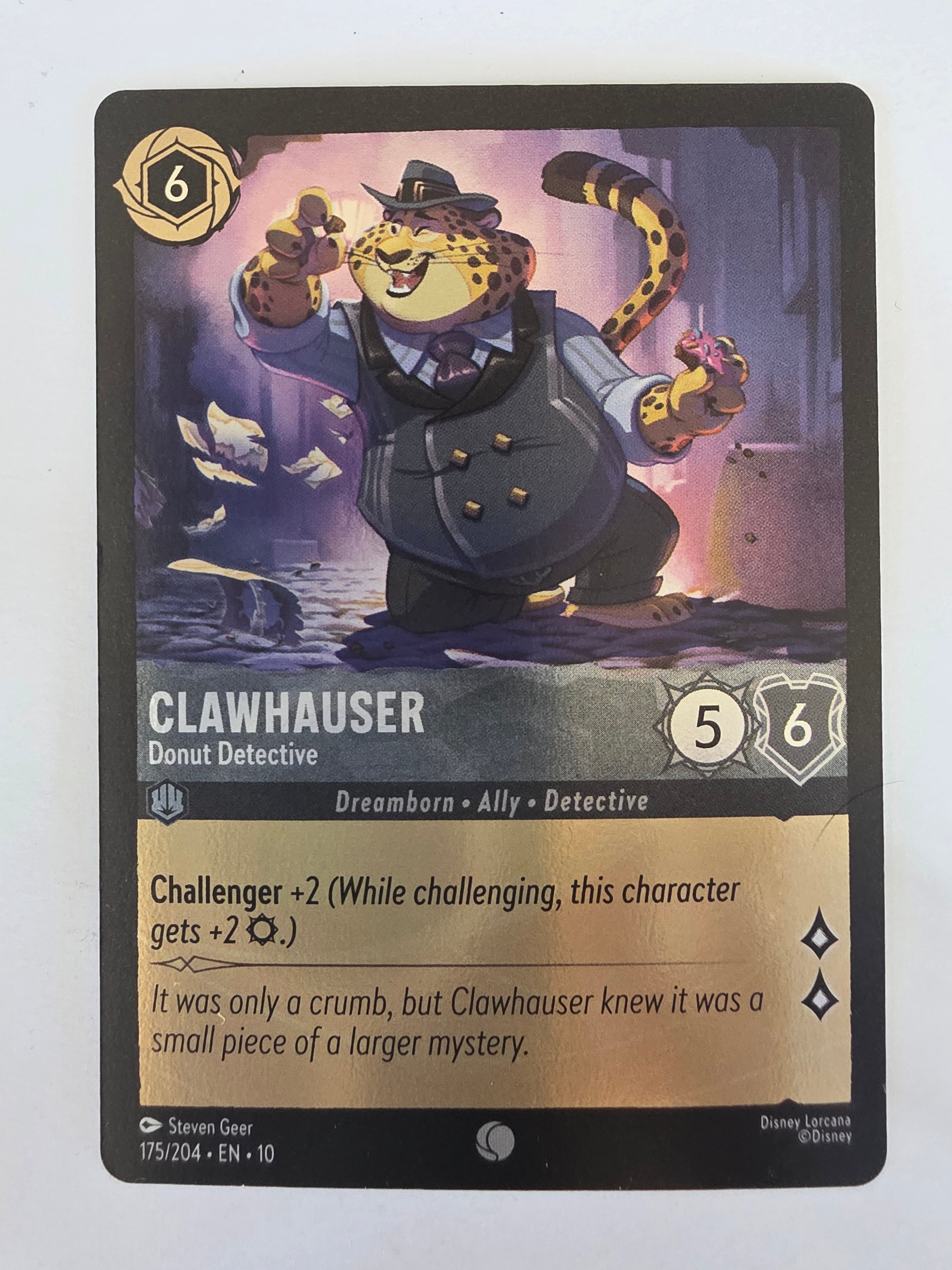 Lorcana Whispers in the Well #175/204 COLDFOIL Clawhauser - Donut Detective | Common
