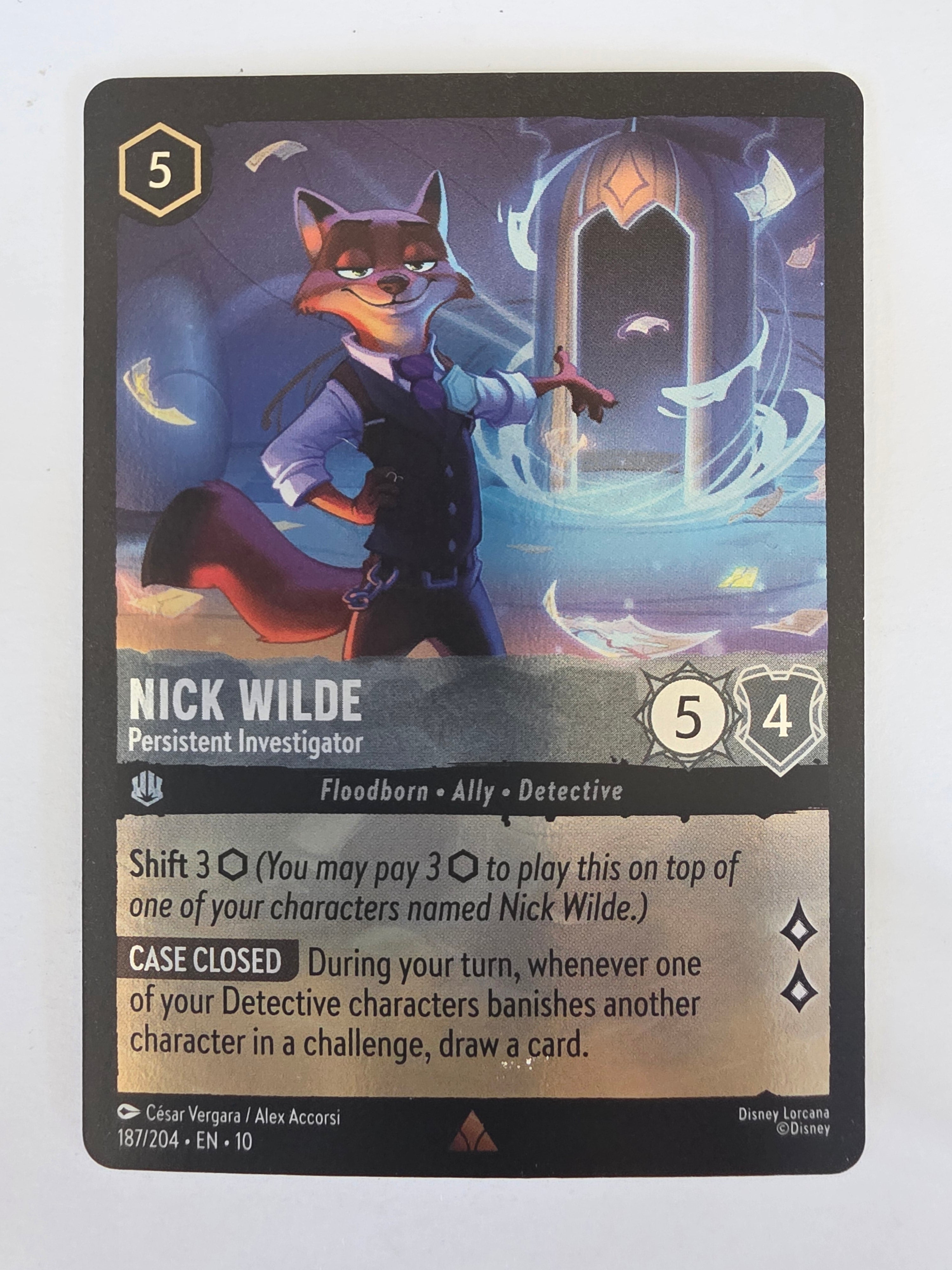 Lorcana Whispers in the Well #187/204 COLDFOIL Nick Wilde - Persistent Investigator | Rare