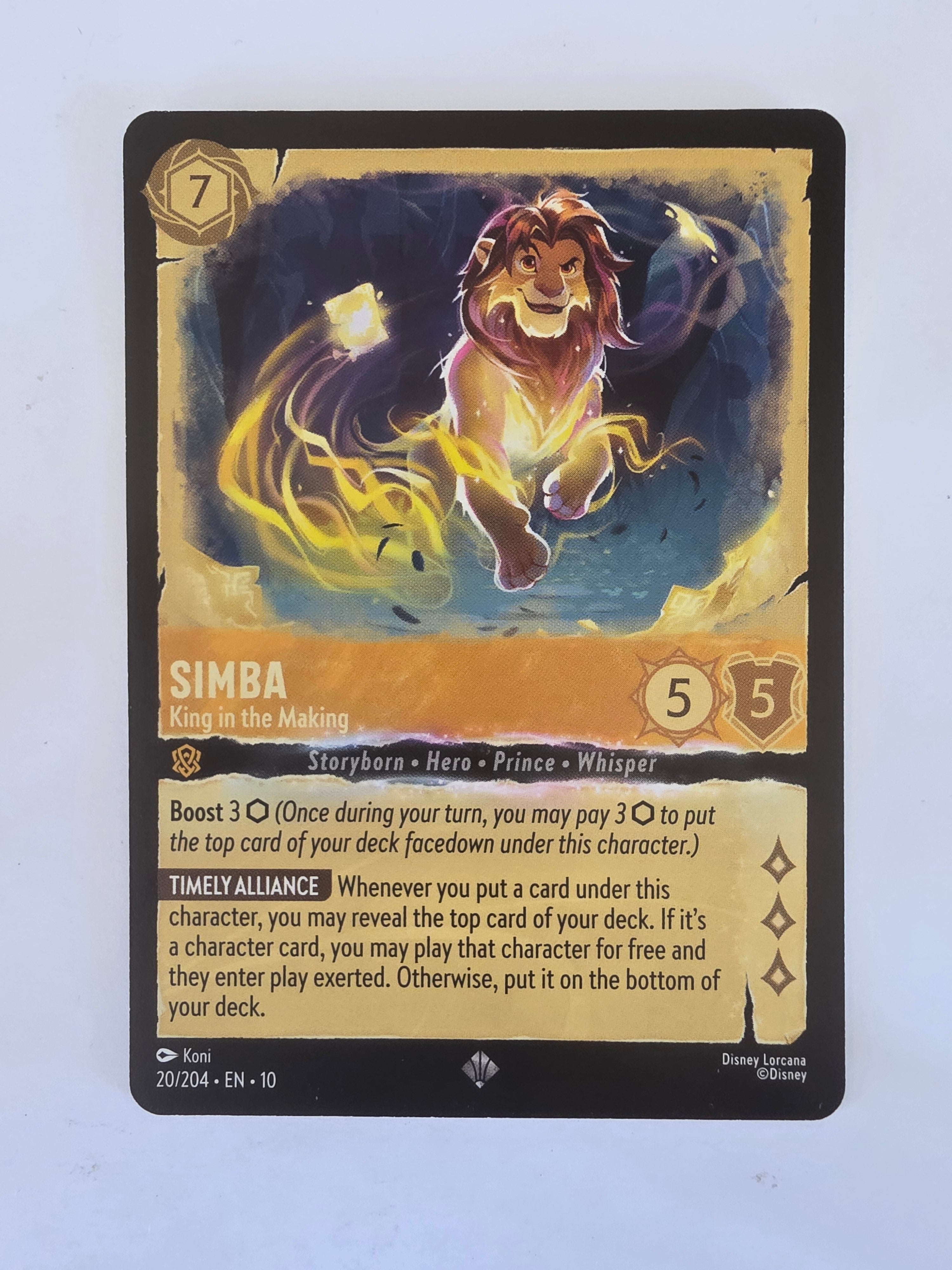 Lorcana Whispers in the Well #20/204 Simba - King in the Making | Super Rare