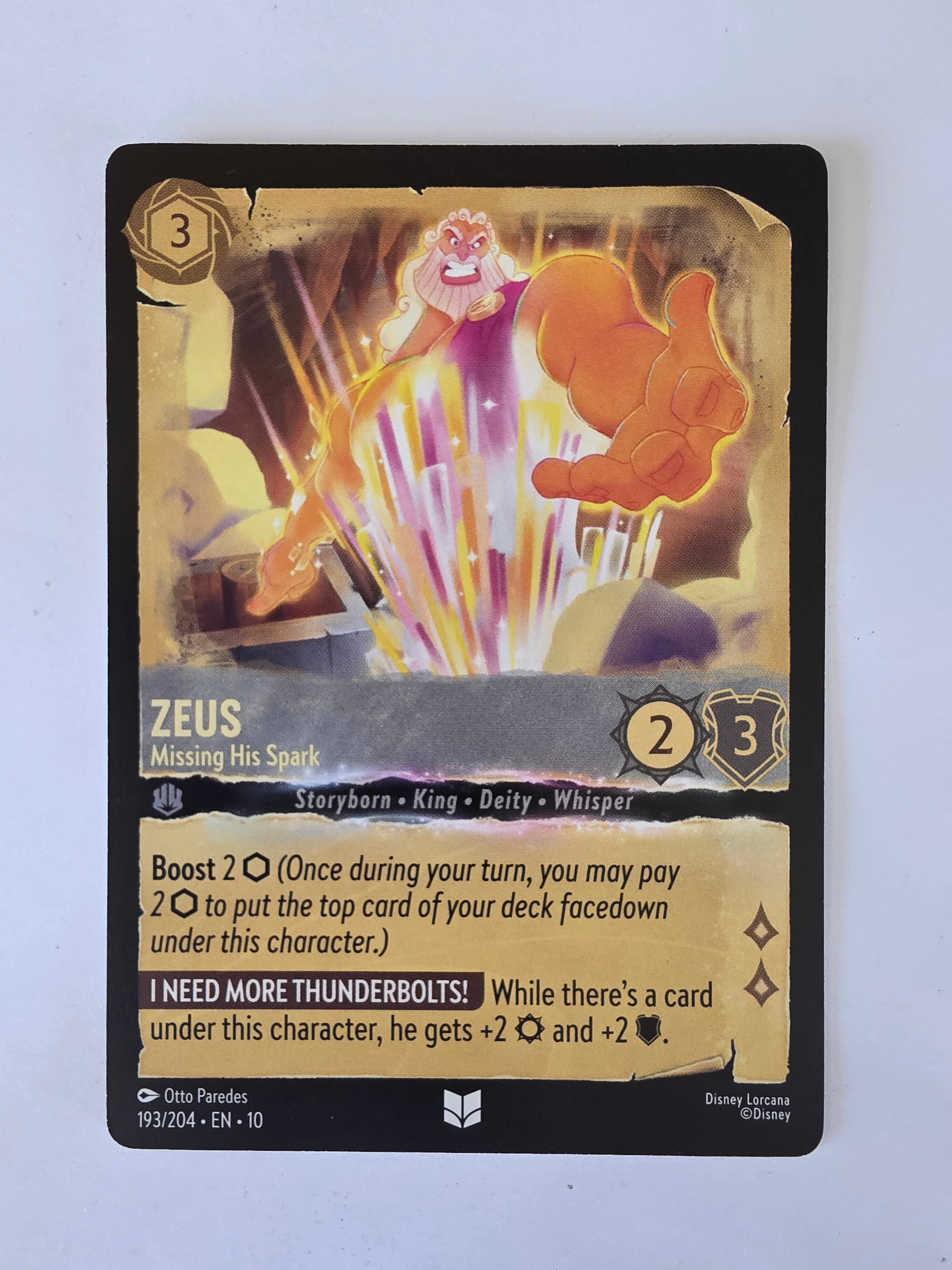 Lorcana Whispers in the Well #193/204 Zeus - Missing His Spark | Uncommon