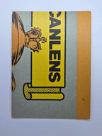 Scanlens 1986 Clashes for the Ashes cricket trading card featuring Winston Davis bowling for the West Indies.
