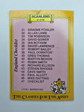 Scanlens 1986 The Clashes for the Ashes cricket trading card checklist for England.