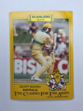 Geoff Marsh batting for Australia from The Clashes for the Ashes 1986 Scanlens cricket trading card.