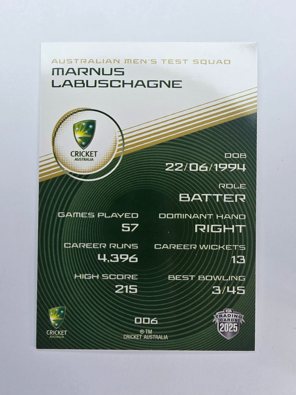 2025/26 Cricket Traders | Base | #006 | Marnus Labuschagne | Aus Test