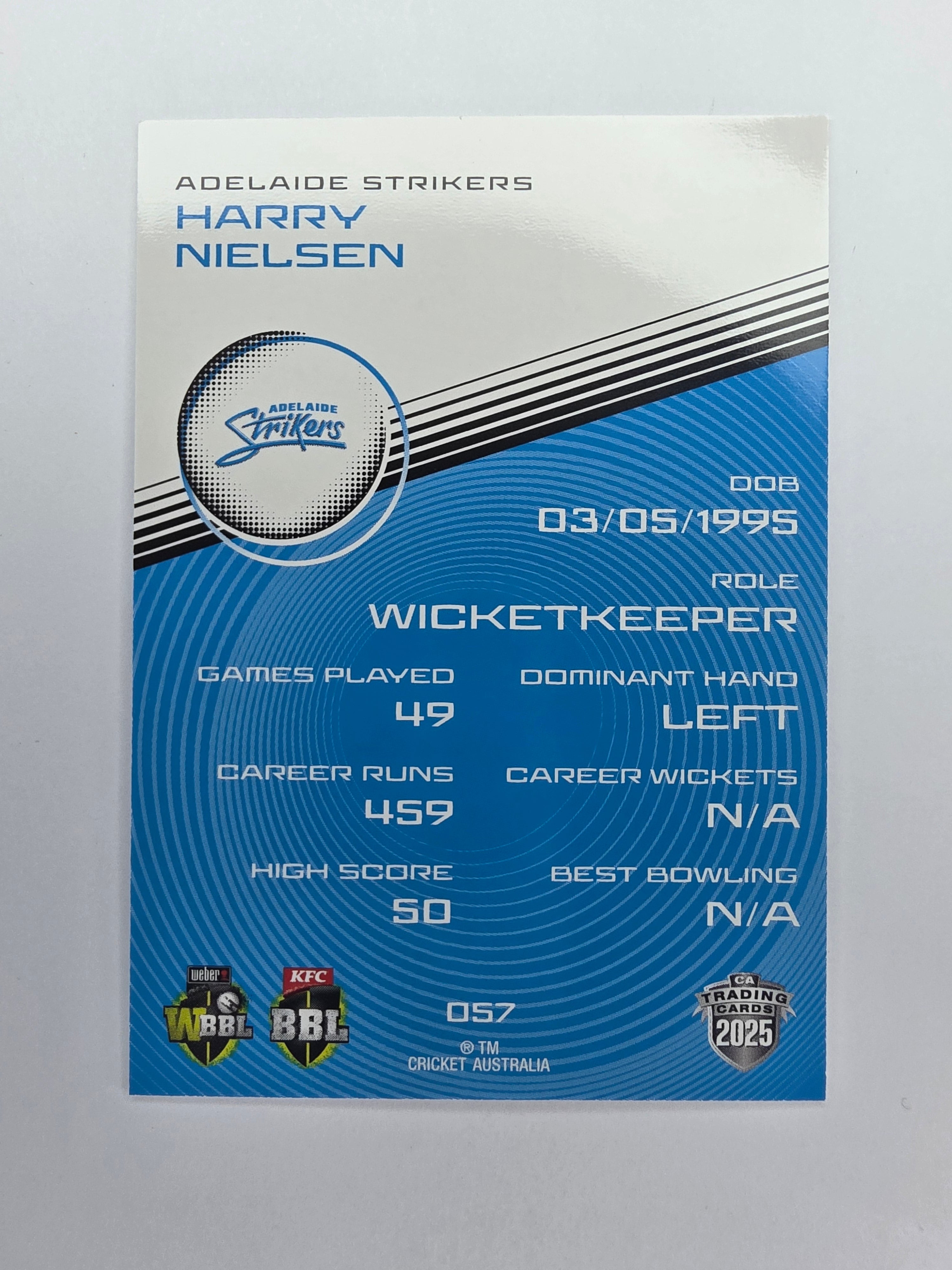 2025/26 Cricket Traders | Base | #057 | Harry Nielsen | Adel Strikers