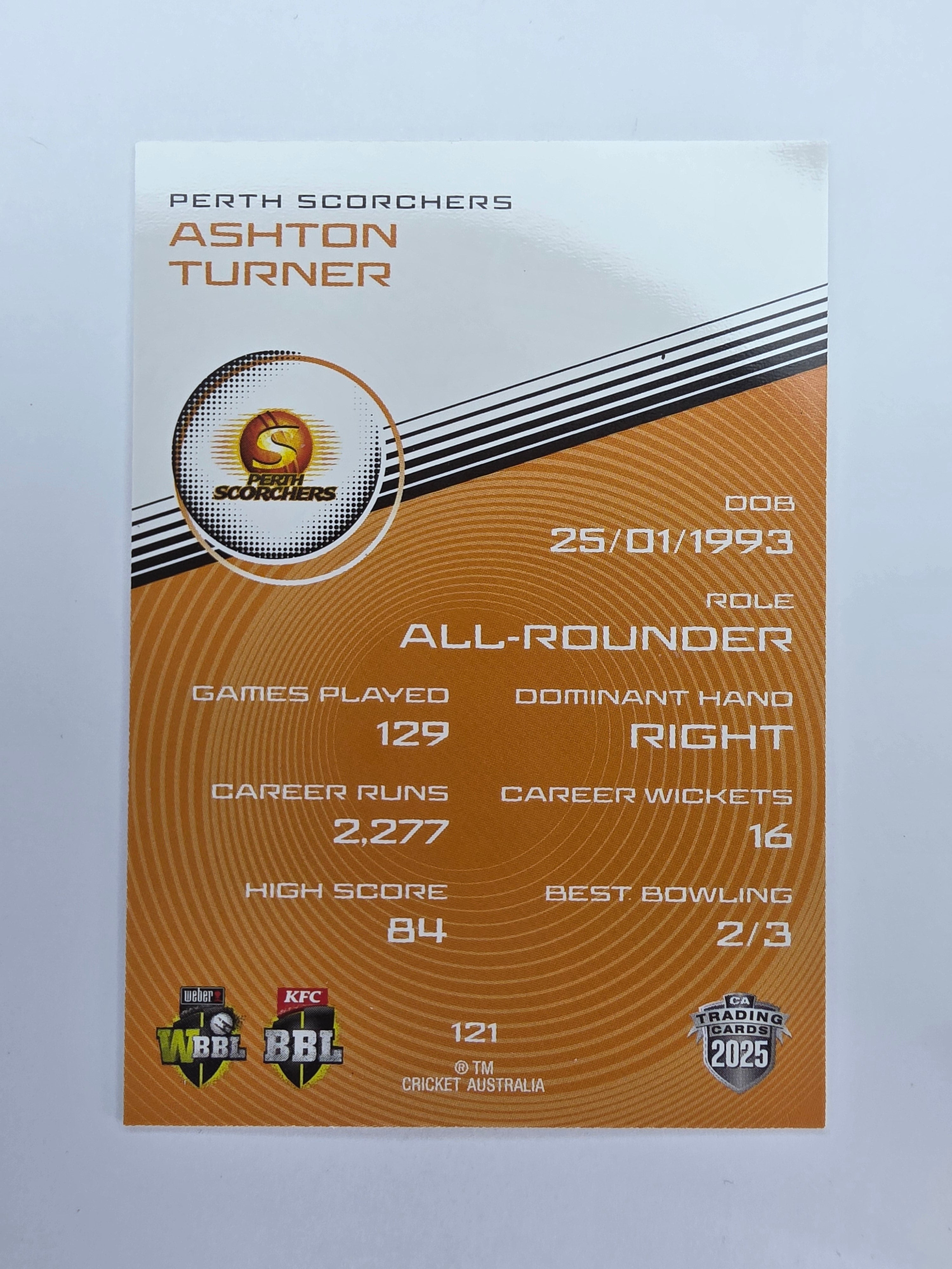 2025/26 Cricket Traders | Base | #121 | Ashton Turner | Scorchers
