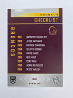 NRL 2025 Elite Base #001 Checklist Broncos